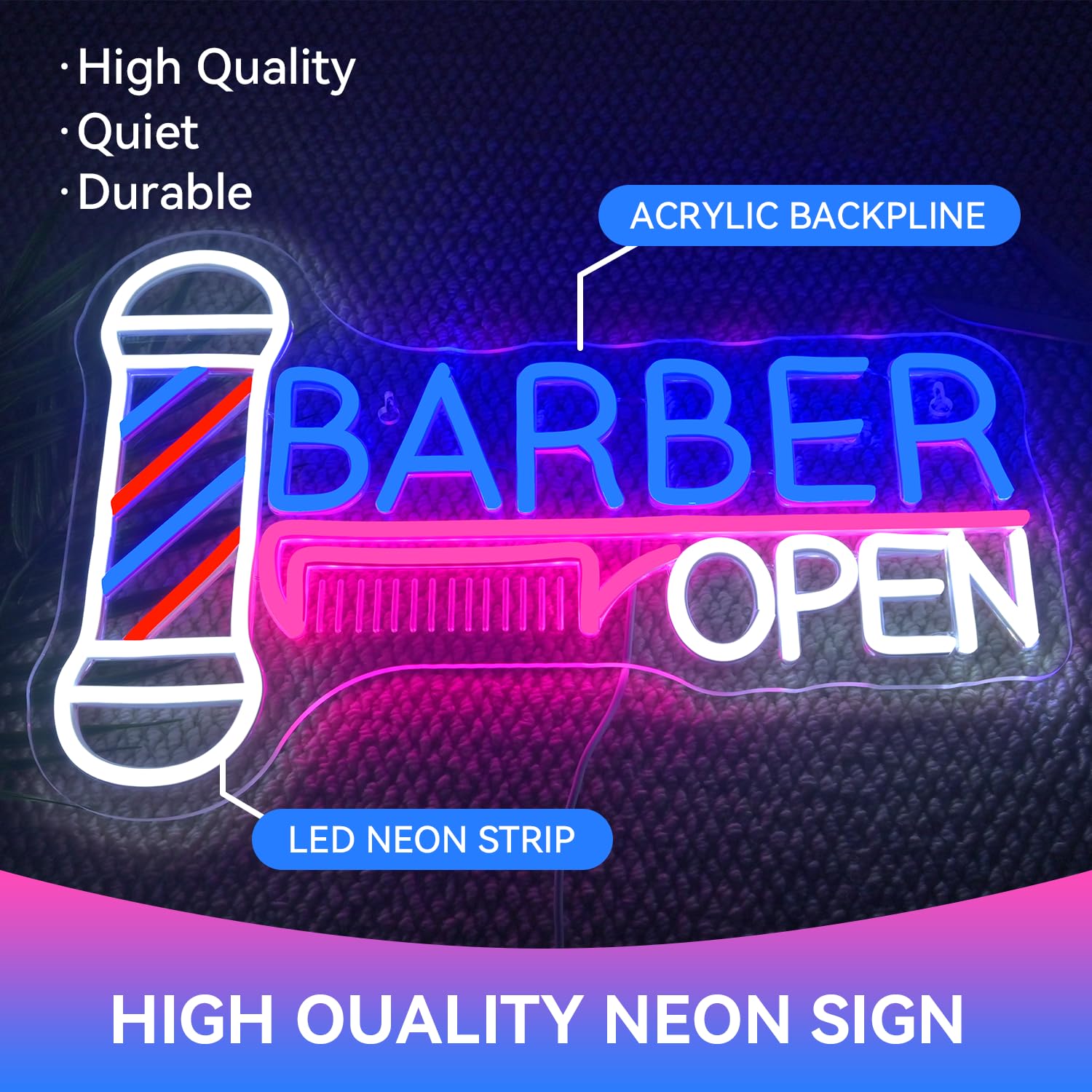 Ineonlife Barber Open Neon Sign Accessories Light Up For Wall Decor Modern Led Sign For Barbershop Small Acrylic Art Decor For H