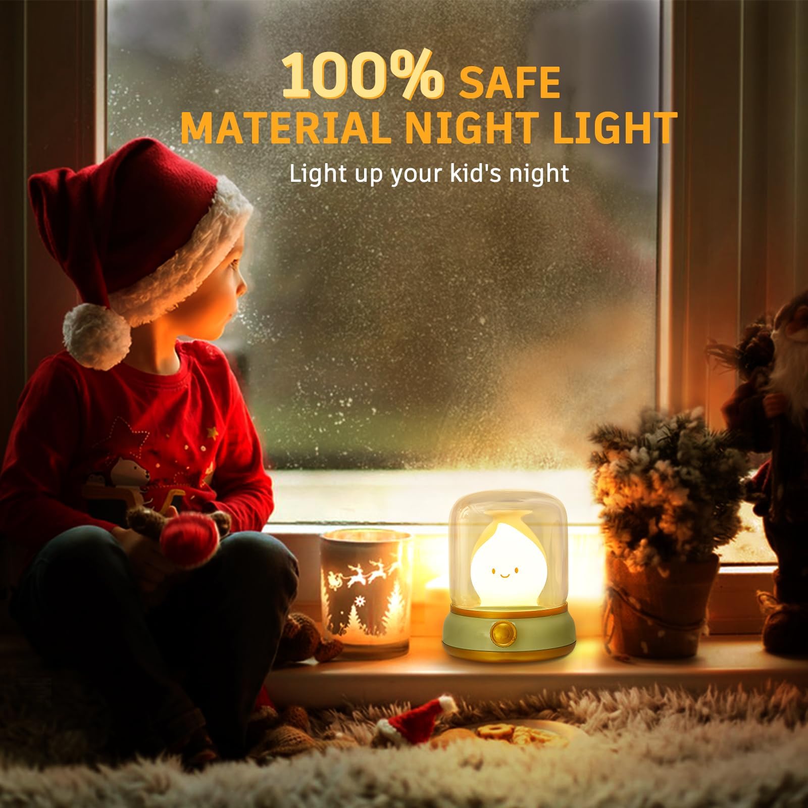 Ghost Campfire Night Light  Small Cute Desk Lamp  Dimmable Cordless Bedside Table Lamp  2 Modes Rechargebale Battery Oprated Warm Night Light For Bedroom/Kids/Baby Nursery  Vintage Ambient Lighting