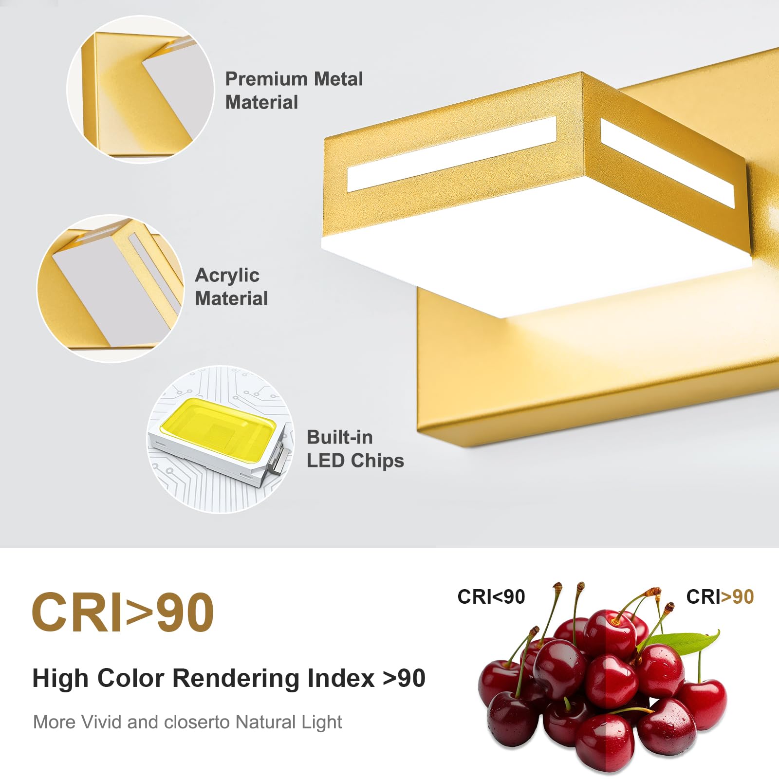 Donrao 40-Inch 5-Light Led Modern Gold Bathroom Vanity Light Fixtures Over Mirror  Bathroom Lighting Fixtures With Cool White 6000K  Vanity Wall Lights For Bath Restroom Powder Room