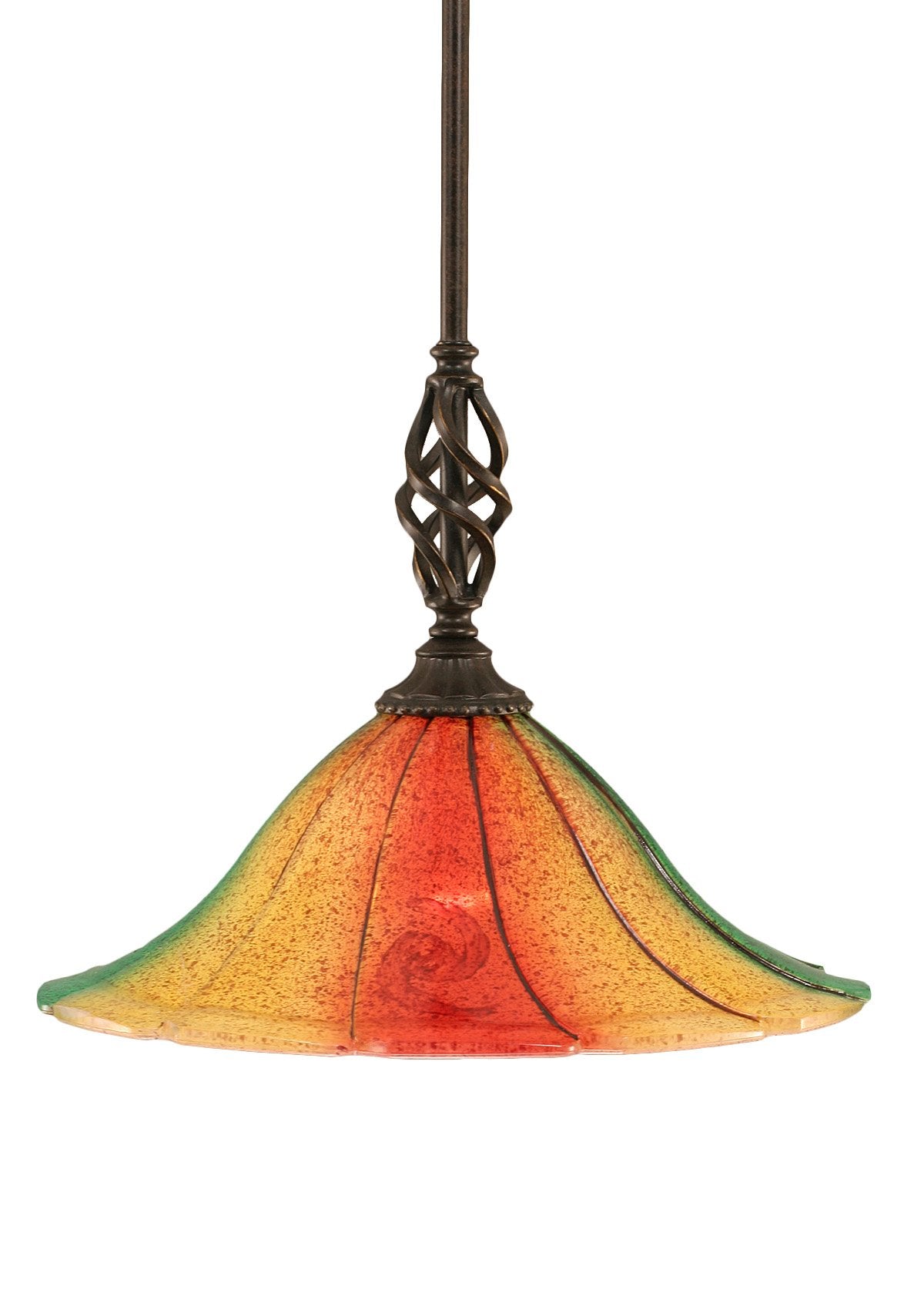 Toltech Lighting 80-DG-764 14-Inch Elegante Mini-Pendant Dark Granite Finish with Mardi Gras Glass Shade