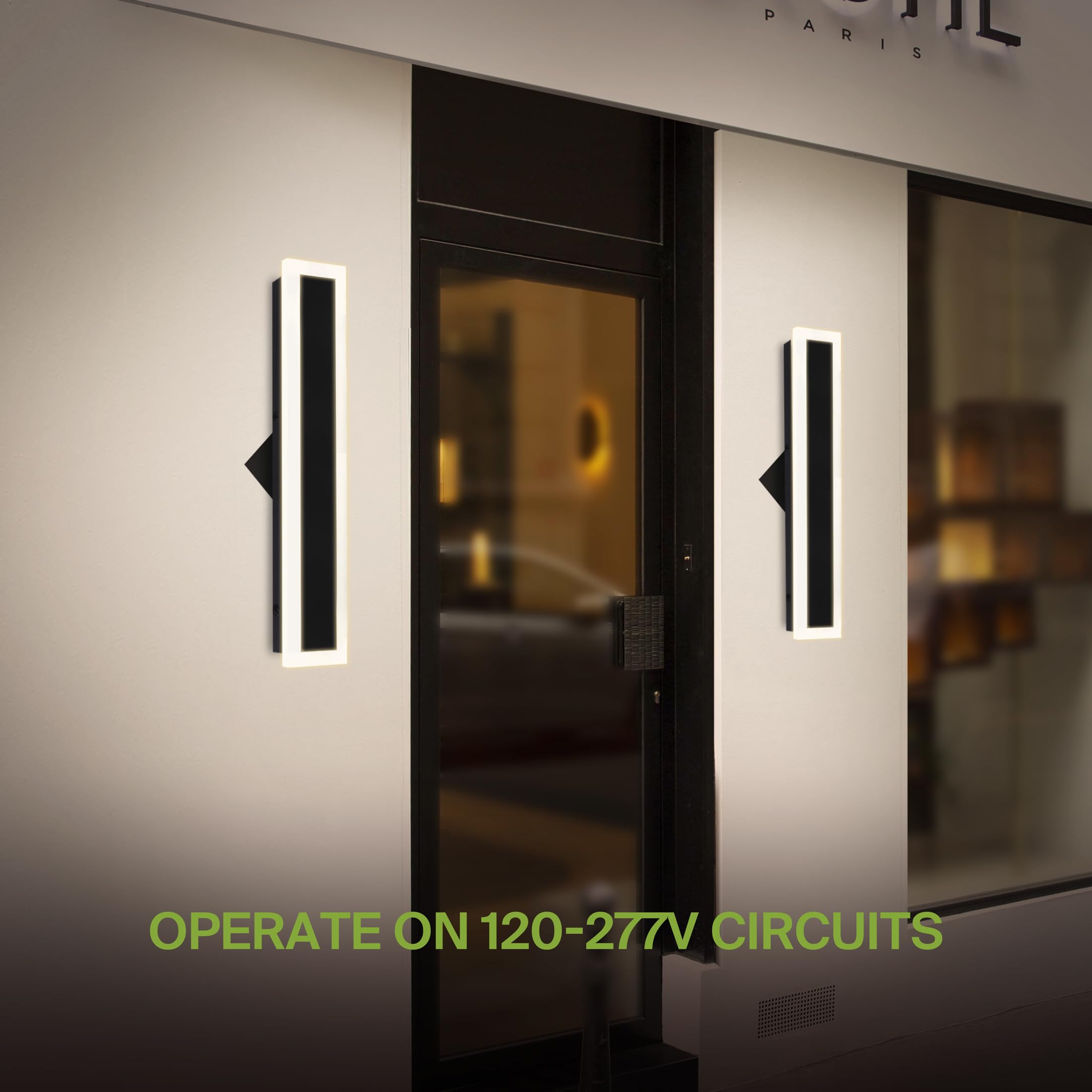 ASD LED Wall Light Fixture 24W 2000LM 3000K-5000K 24 Inch Black Narrow Style 2 Pack ETL Listed