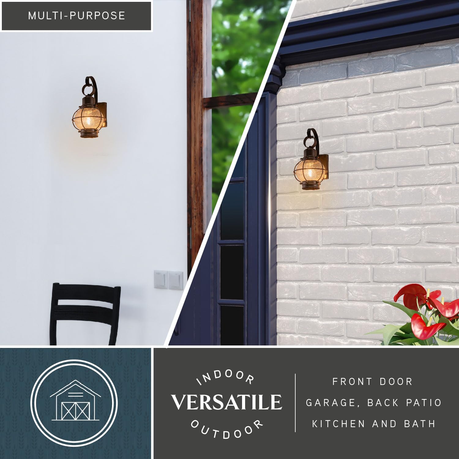 VAXCEL Chatham 1 Light Wall Lantern, Burnished Bronze, 6.5in W, Alloy Steel, Model OW21861BBZ, Coastal Outdoor Lighting, Clear Glass