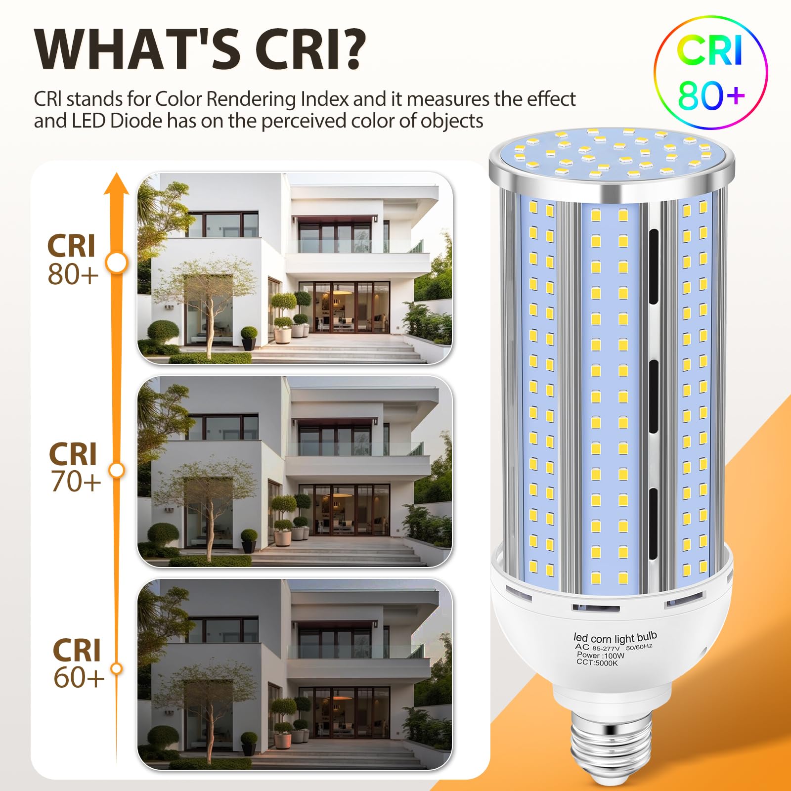 XYCN 100W Corn LED Light Bulb 4-Pack, 5000K Daylight, E26/E39 Base, 15,800LM, Fanless, Aluminum