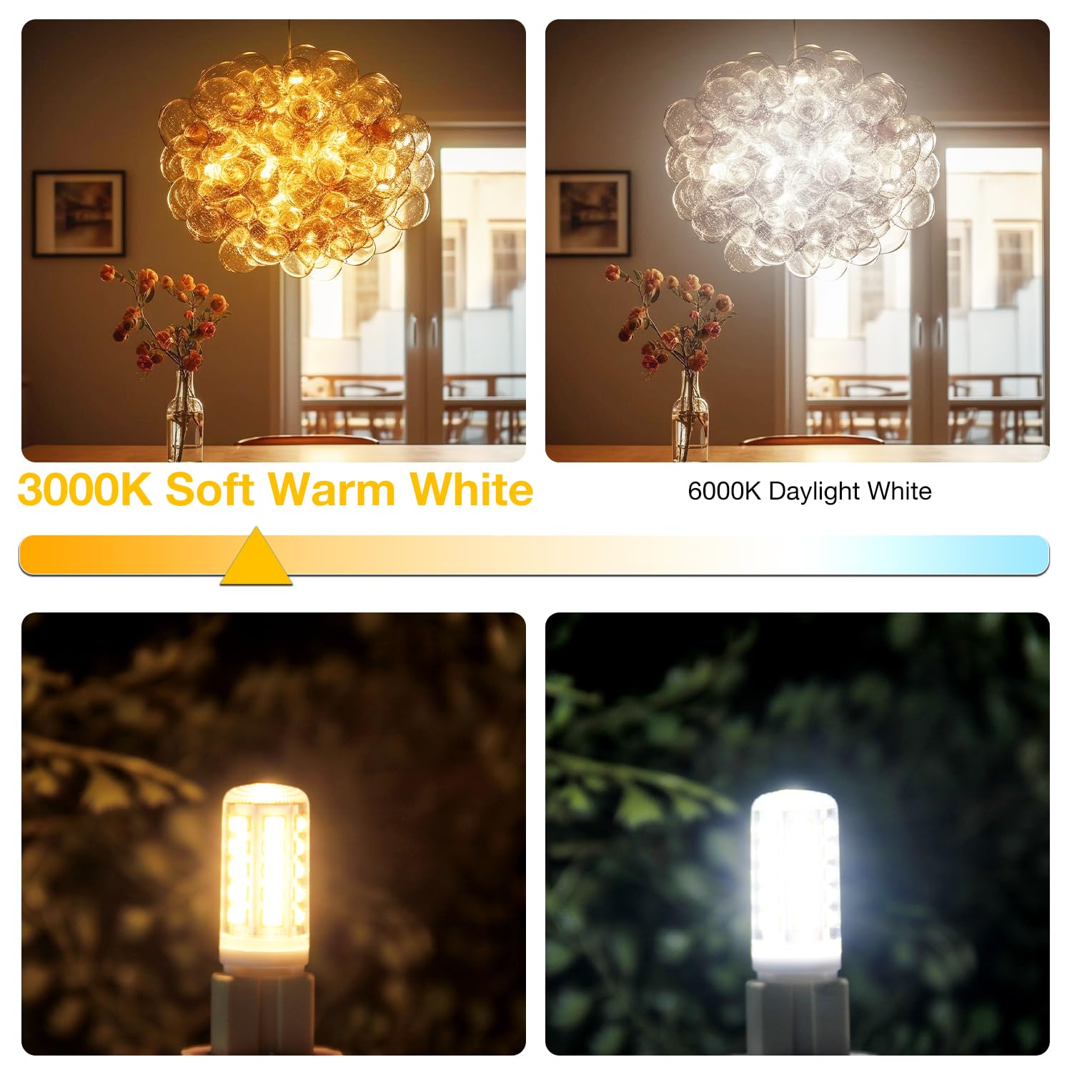 Dalattin G9 Led Bulb 12 Pack 4W Equivalent 40 Watt,3000K Soft Warm White,T4 Replacement Halogen G9 Bulb,450Lm, 360Beam Angle, No