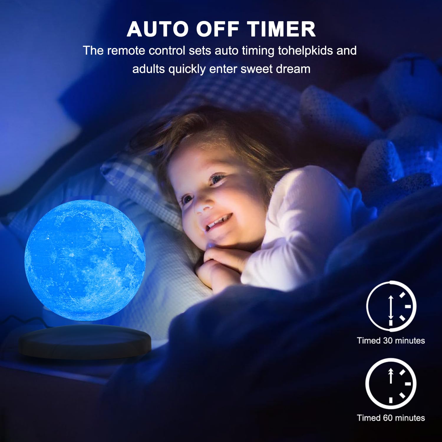 GROPINFLY Levitating Moon Lamp, 6-Inch 3D Galaxy Light, 18 Colors, Remote & Touch Control, Perfect Gift for Kids and Adults