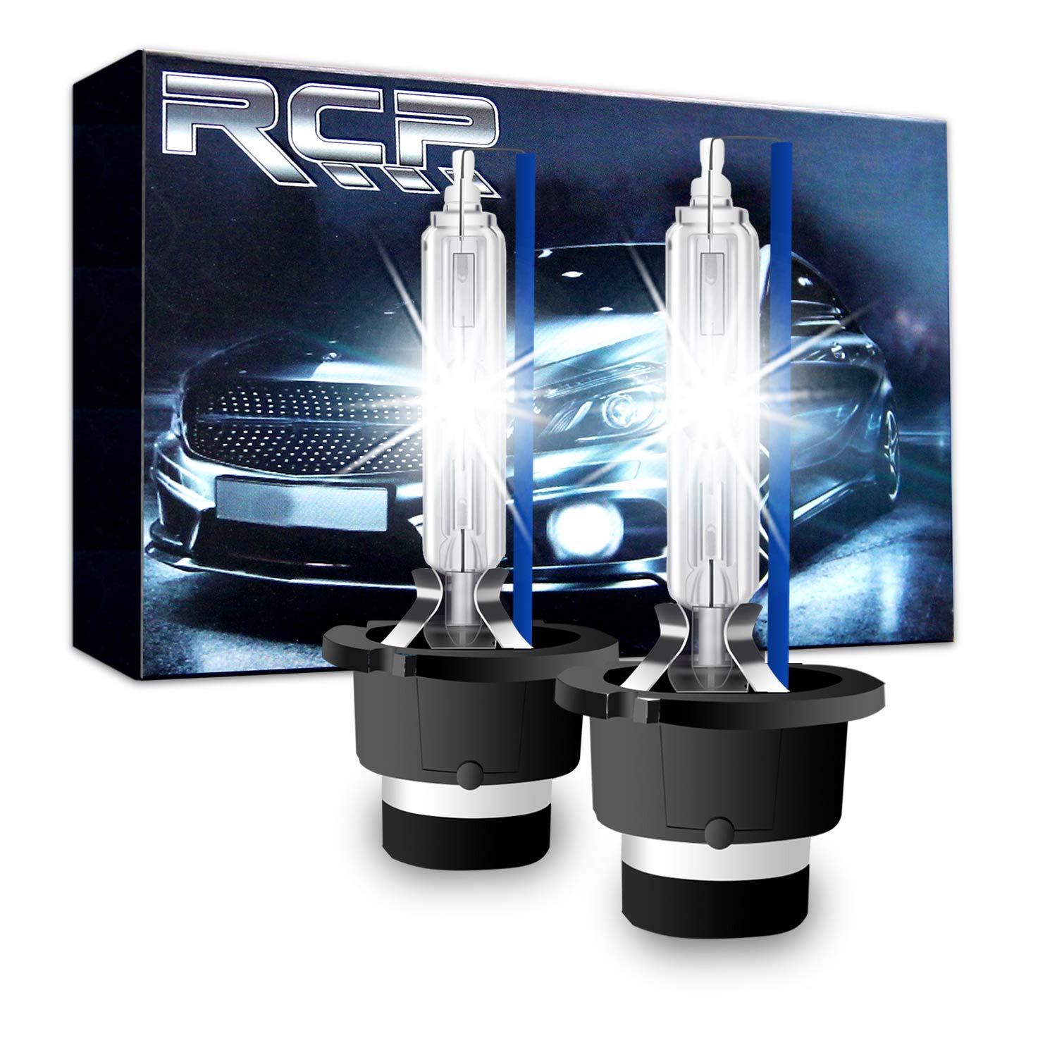 RCP D2S8 Xenon HID Replacement Bulb Pair 8000K Ice Blue 12V Glass Car Headlights