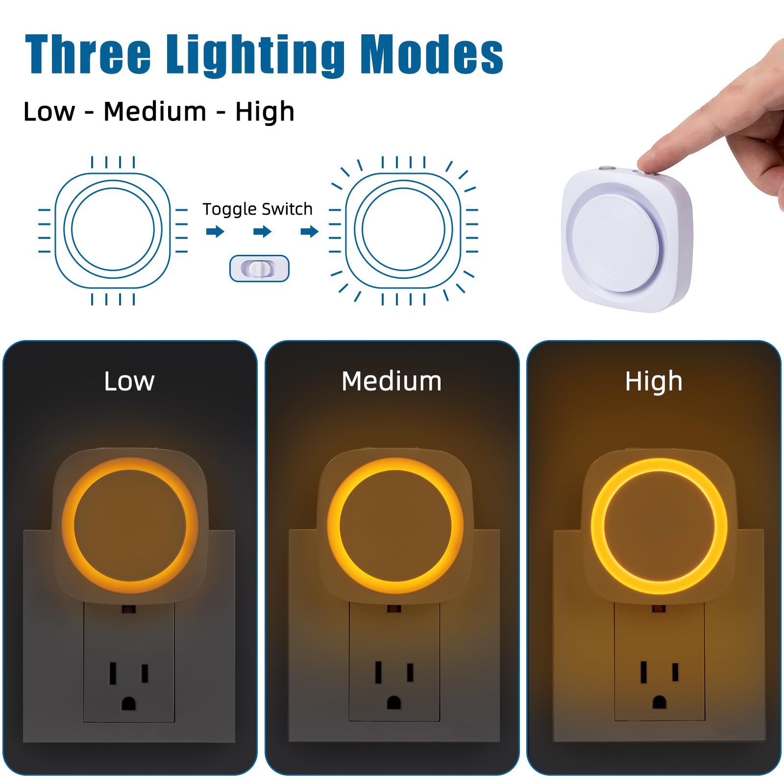 Amber Night Lights Plug Into Wall, 4 Packs Dimmable Night Light With Dust To Dawn Sensor, Automatically Turn On And Off, Gentle