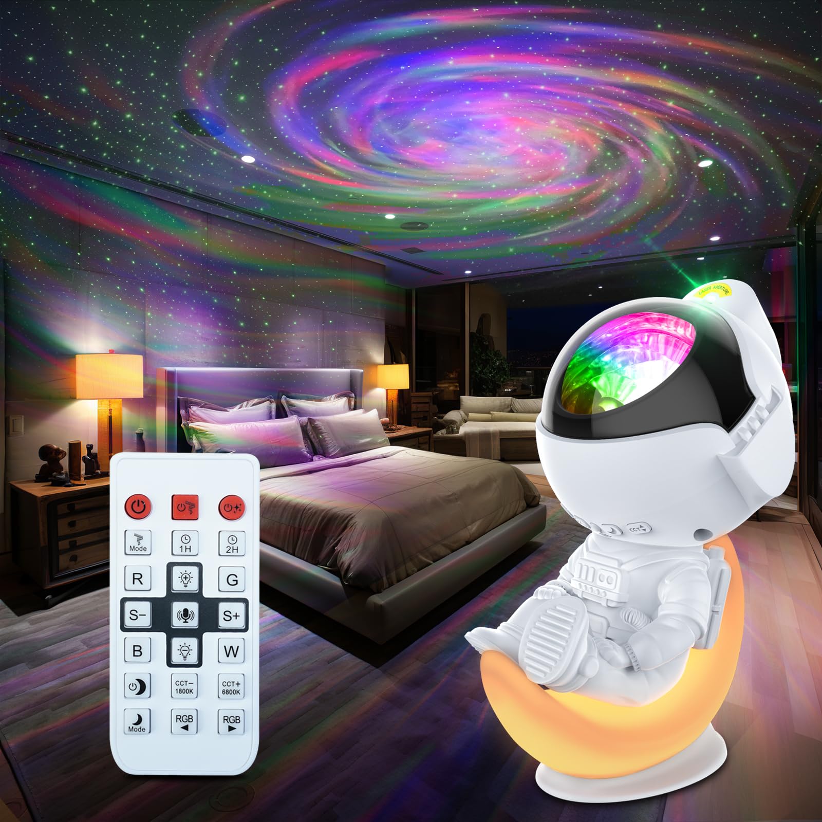 Rossetta Astronaut Galaxy Projector  Star Lights For Bedroom  Night Light Projectors With Timer And Remote  Kids mature-themeds Room Decor Aesthetic  Gifts For Christmas  Birthdays