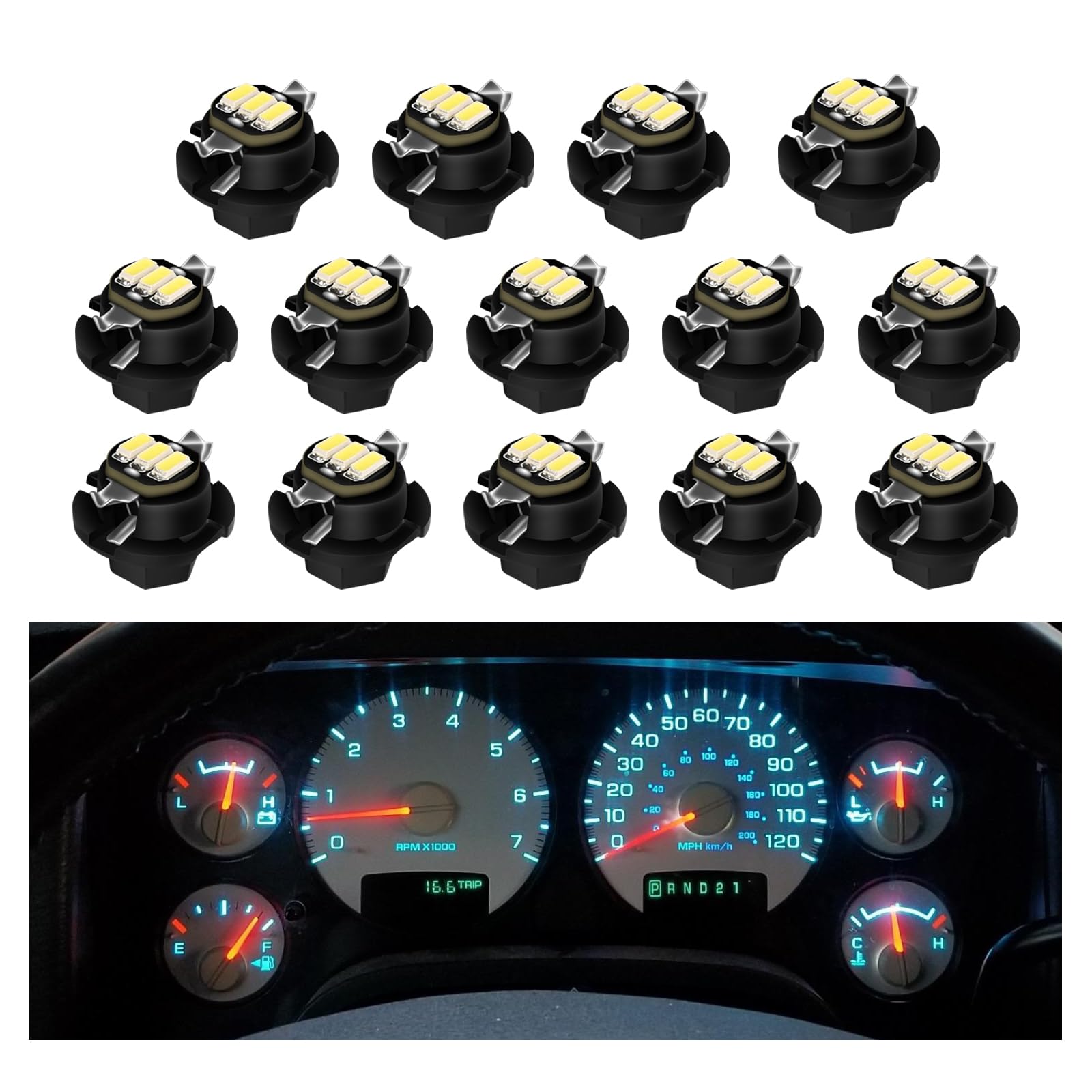 RAVSOFT Speedometer LED Bulbs Kit, Compatible with 2002-2006 Dodge Ram 1500 2500 3500, White, Pack of 14