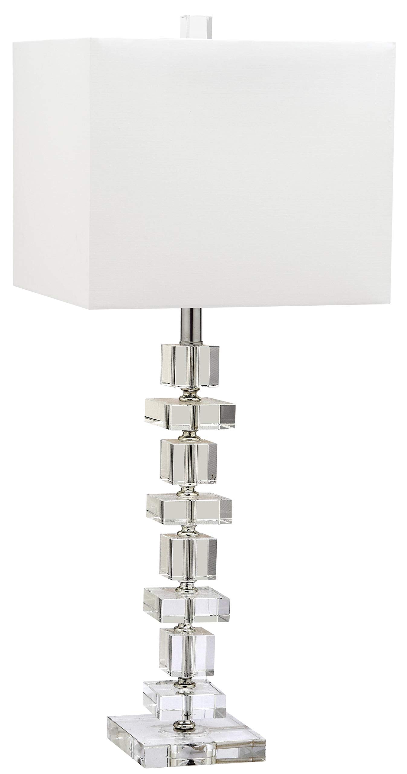 Safavieh Desk Nightstand Table Lamp Set of 2, 28 Inch, Clear/Chrome, Crystal, Model LIT4169A-SET2, LED Bulbs Included