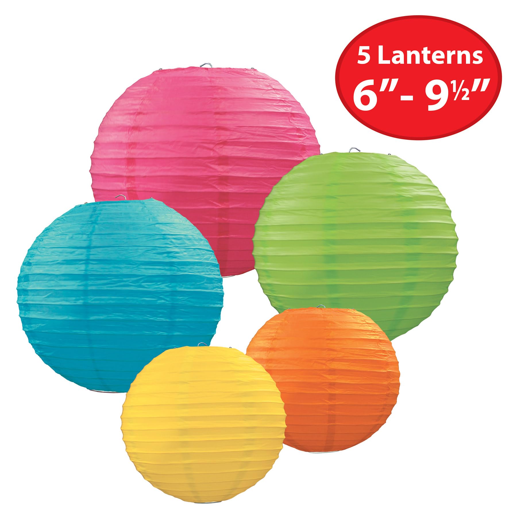 Beistle Paper Lantern Assortment, Multicolor, 6in - 9.5in, Cardboard, Model 54557-ASST