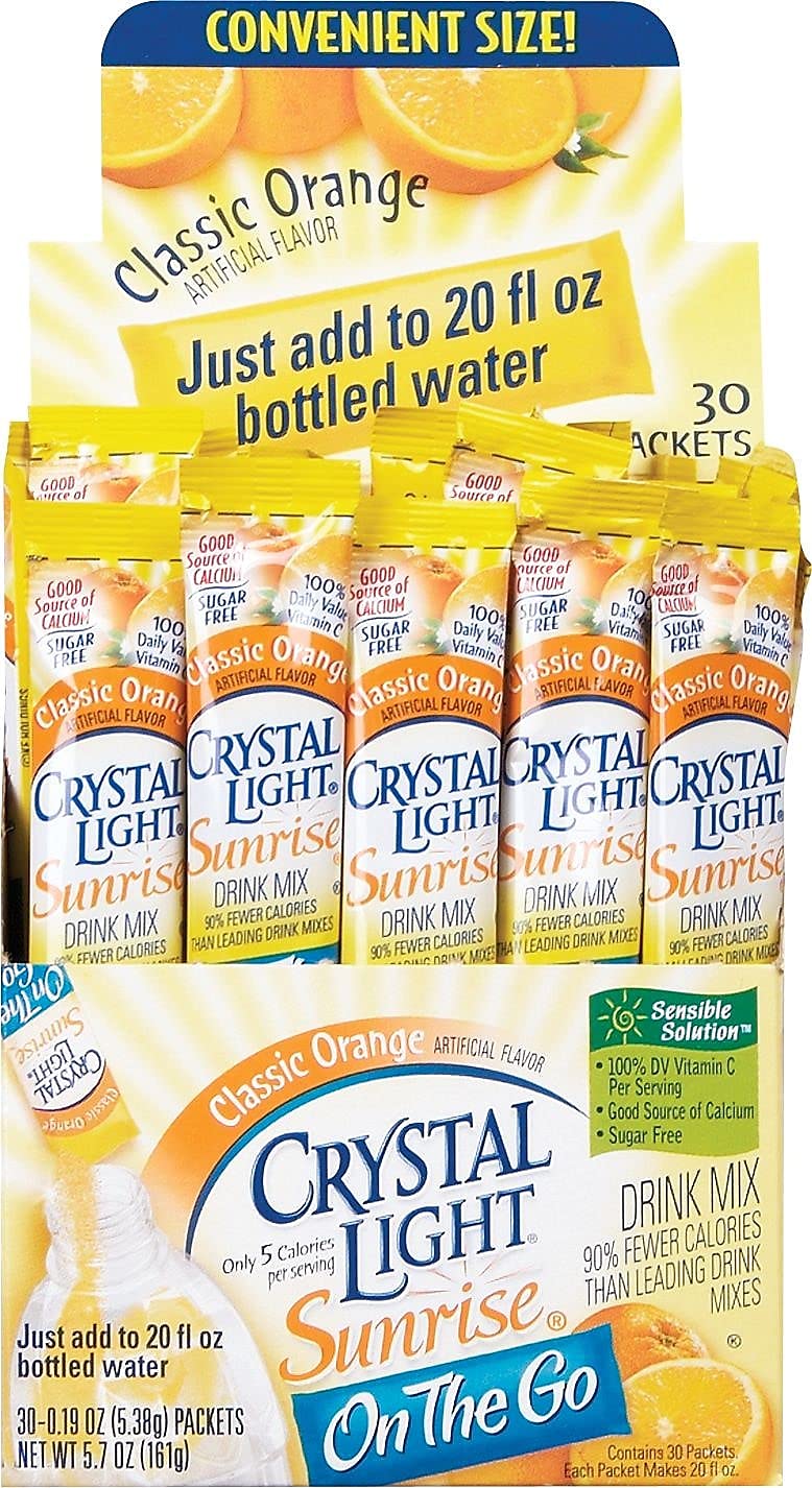 Crystal Light On-the-Go Drink Mix, Sunrise Orange, .16oz Packets, 30 Count