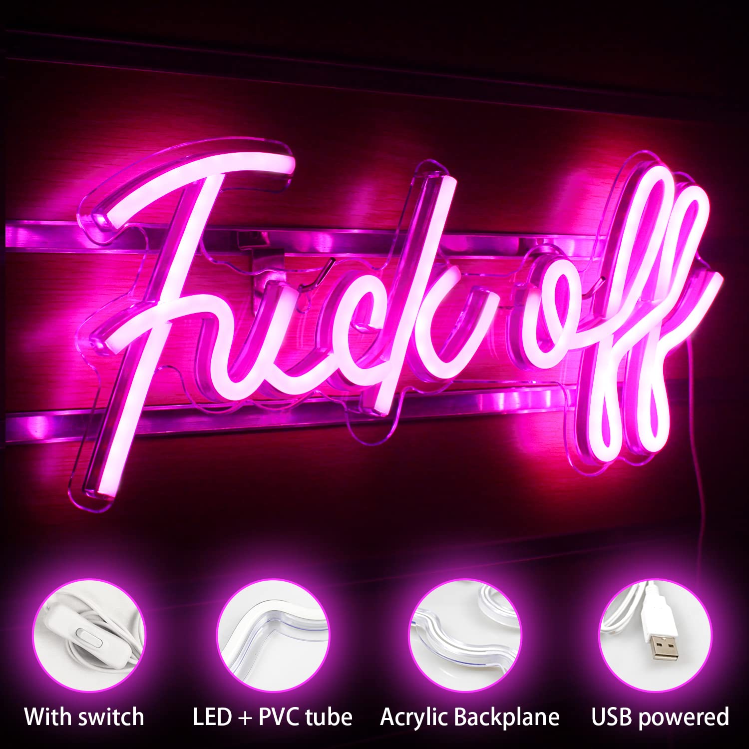 LUCUNSTAR Neon Sign, Pink Acrylic Wall Decor Light, USB Operated, for Bedroom, Game Room, Bar Party