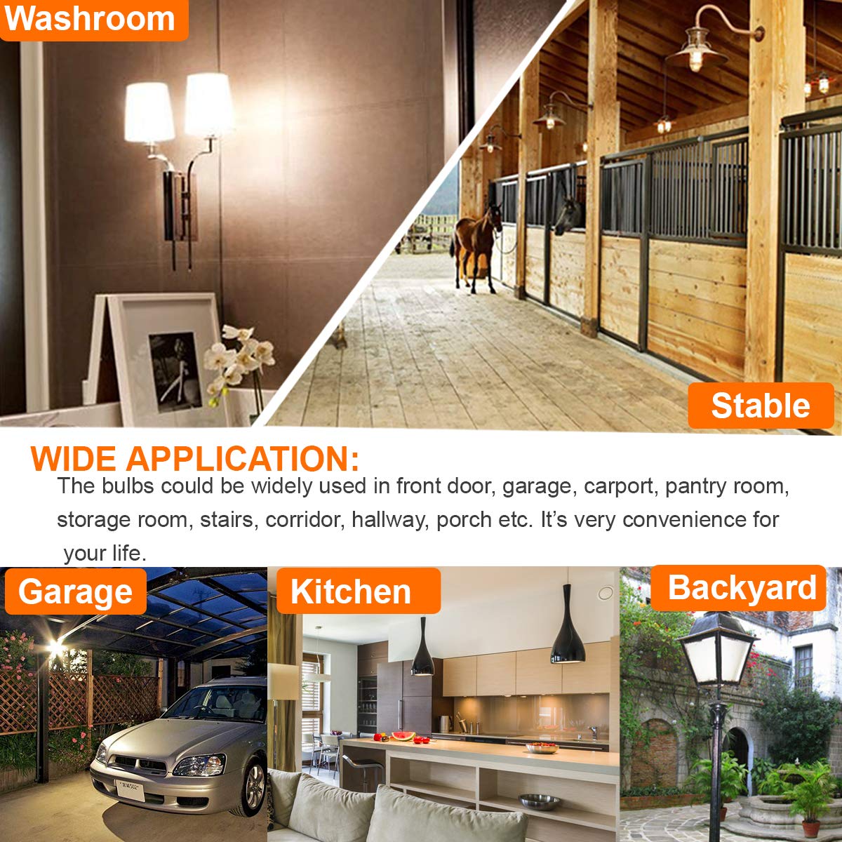 LUXON Dusk to Dawn LED Motion Sensor Light Bulbs, 9W 6000K Daylight, A19 E26 Base, Pack of 2 for Indoor/Outdoor Use