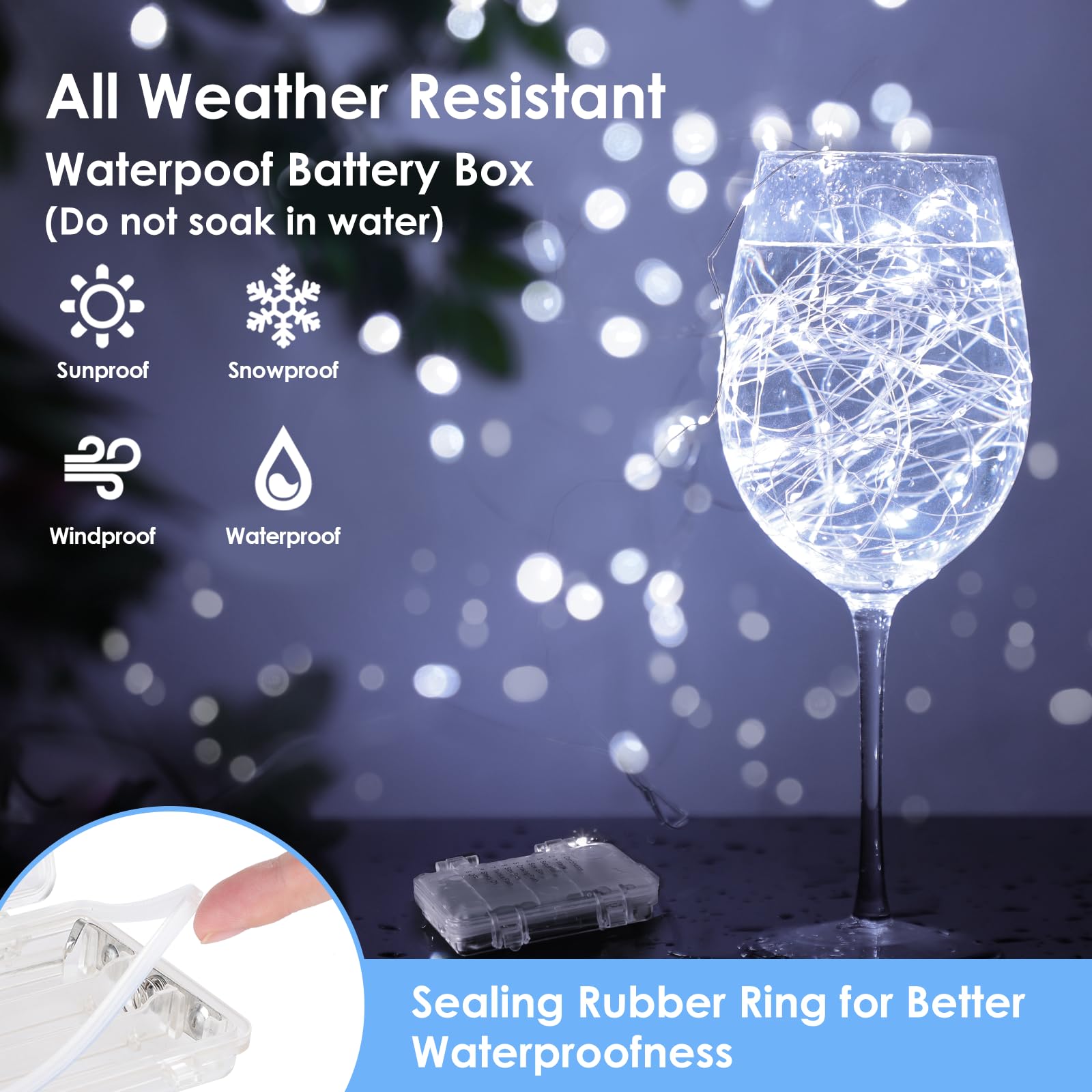 Mlambert 3 Pack 33Ft Fairy Lights Battery Operated With Remote And Timer, Dimmable Waterproof 8 Modes Lights For Classroom Christmas Party-Cool White