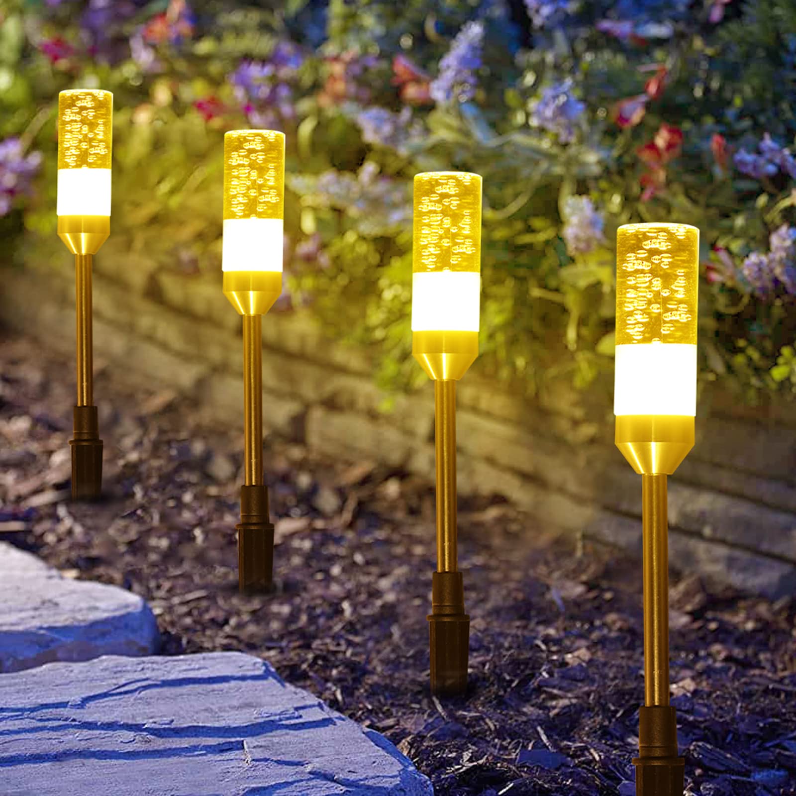 B-right LED Pathway Lights, 6 Pcs, 570 Lumens, 12V Low Voltage, IP65 Waterproof, Warm White 2700K, Model 1030acad-95