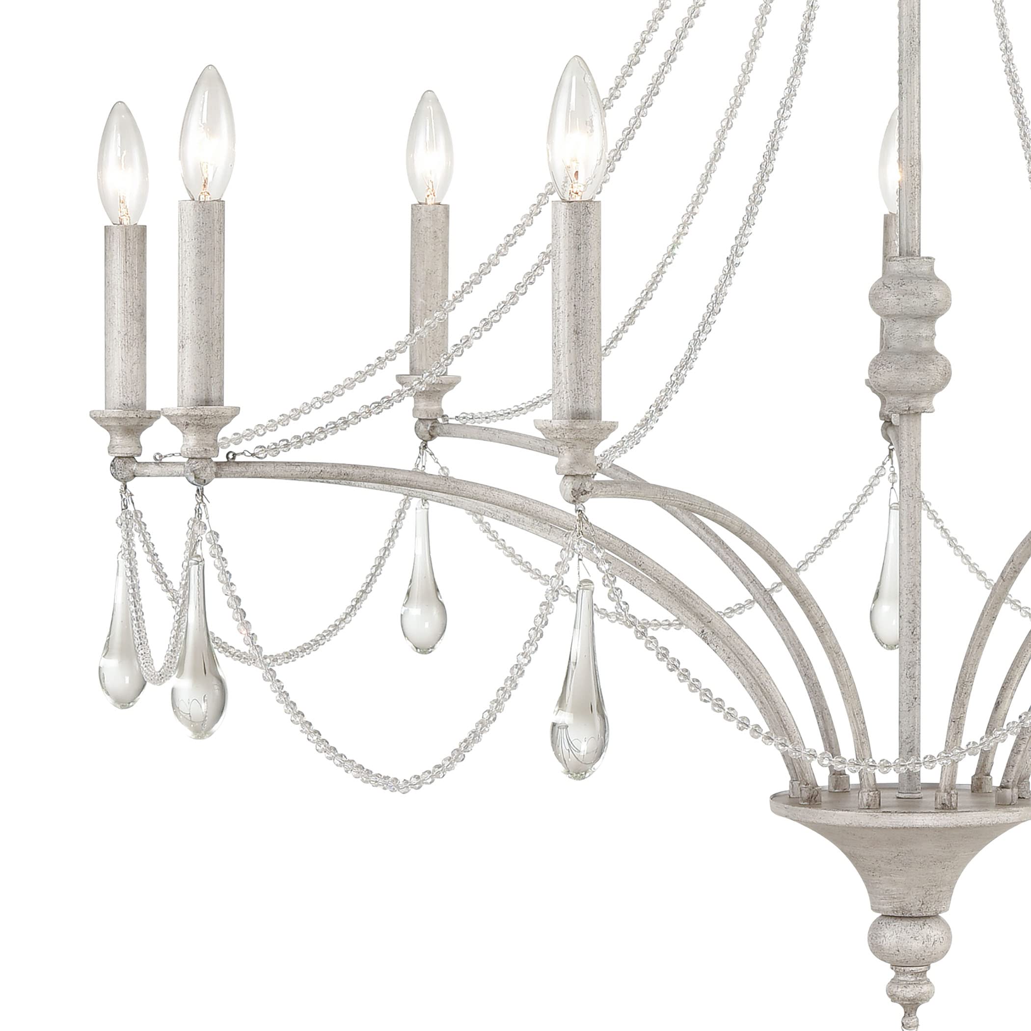 Elk Home Vintage White 9-Light French Parlor Chandelier, 38-Inch, Traditional Style