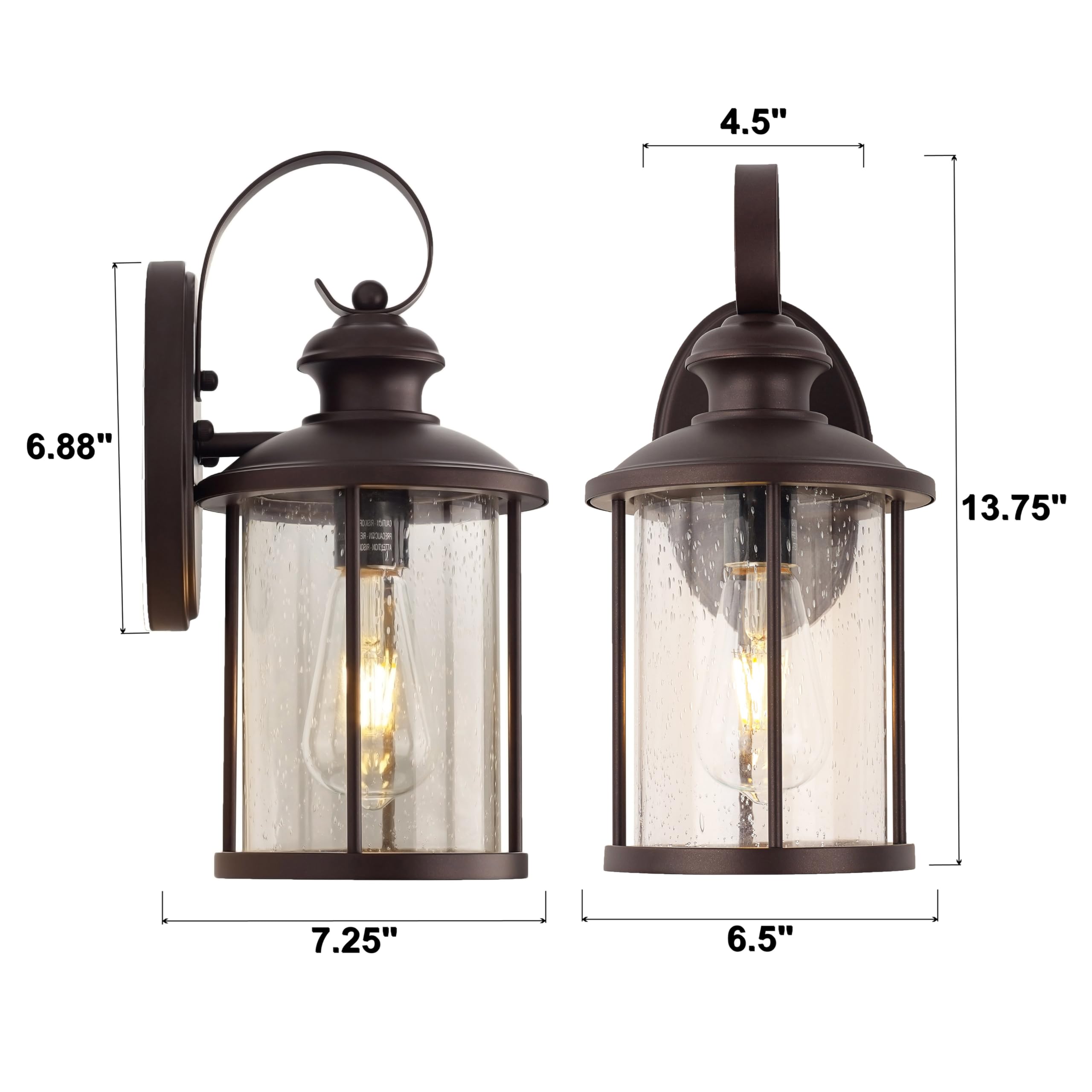 MICSIU Outdoor Wall Light Fixture, Oil Rubbed Bronze, Clear Seedy Glass, 13.75 Inch, Model 700199, Porch Sconce for Entryway & Pathway
