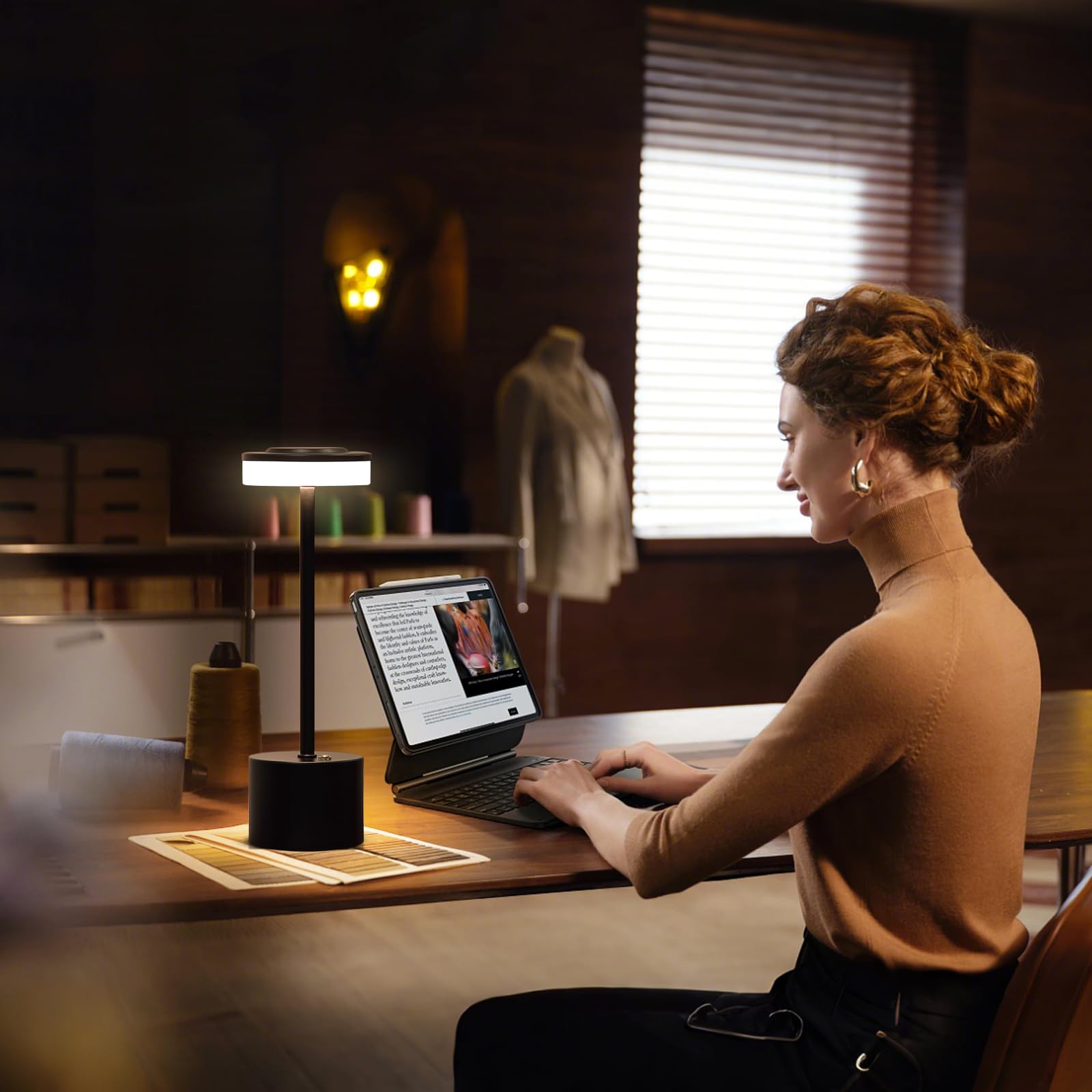 Aihying 2 Pack Black Cordless Table Lamp Portable Led Desk Lamp 5000Mah Battery Operated 3 Color Stepless Dimming Up For Restaur