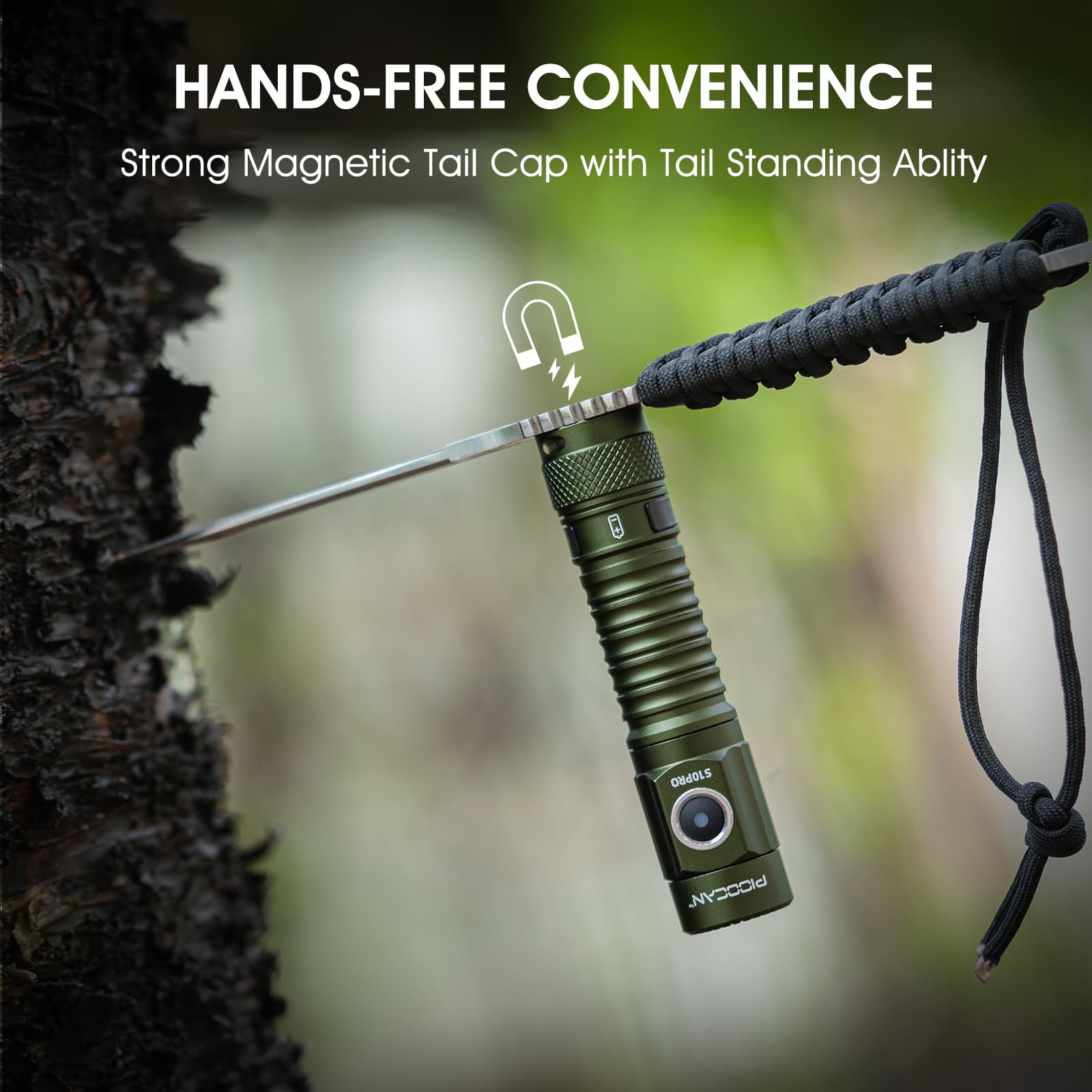 Pioocan S10Pro Rechargeable Led Flashlights High Lumen, 2,500 Lumens Edc Pocket Flashlight Super Bright, Powerful Mini Flashlight 5 Modes Magnetic Flash Light For Emergency, Camping, Hiking (Green)