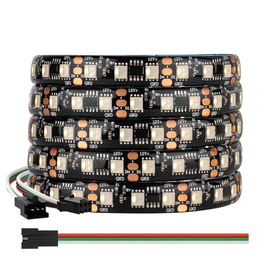 BTF-LIGHTING WS2814 IC RGBW RGB+Warm White(Similar WS2812B) Addressable DC12V 16.4FT 84LED/m 14pixel/m 4 Colors in 1 Dream Color