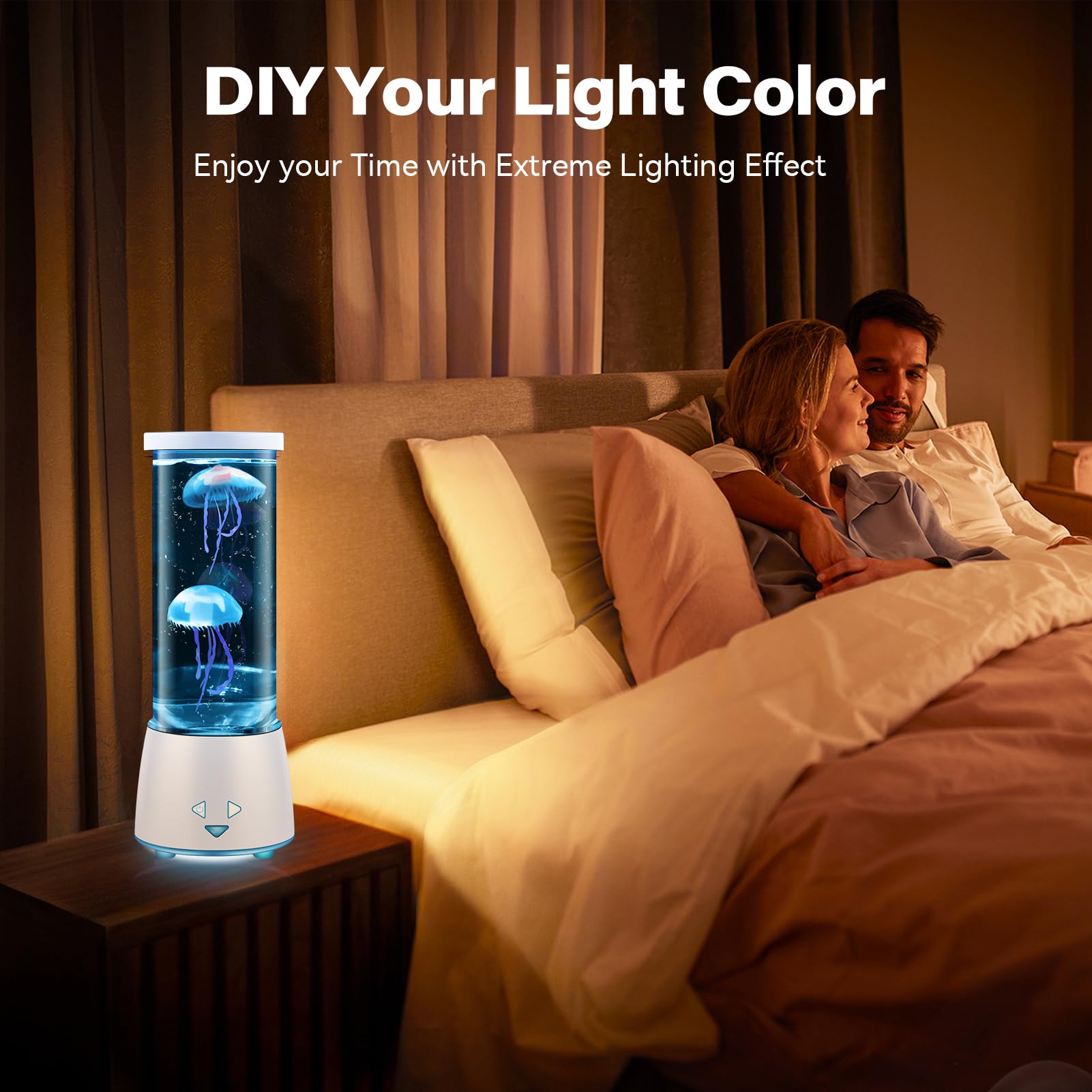 Dalavalampa LED Jellyfish Tank Table Lamp, 17 Color Changing, Remote Control, Ambient Light for Home, White, Model 6607