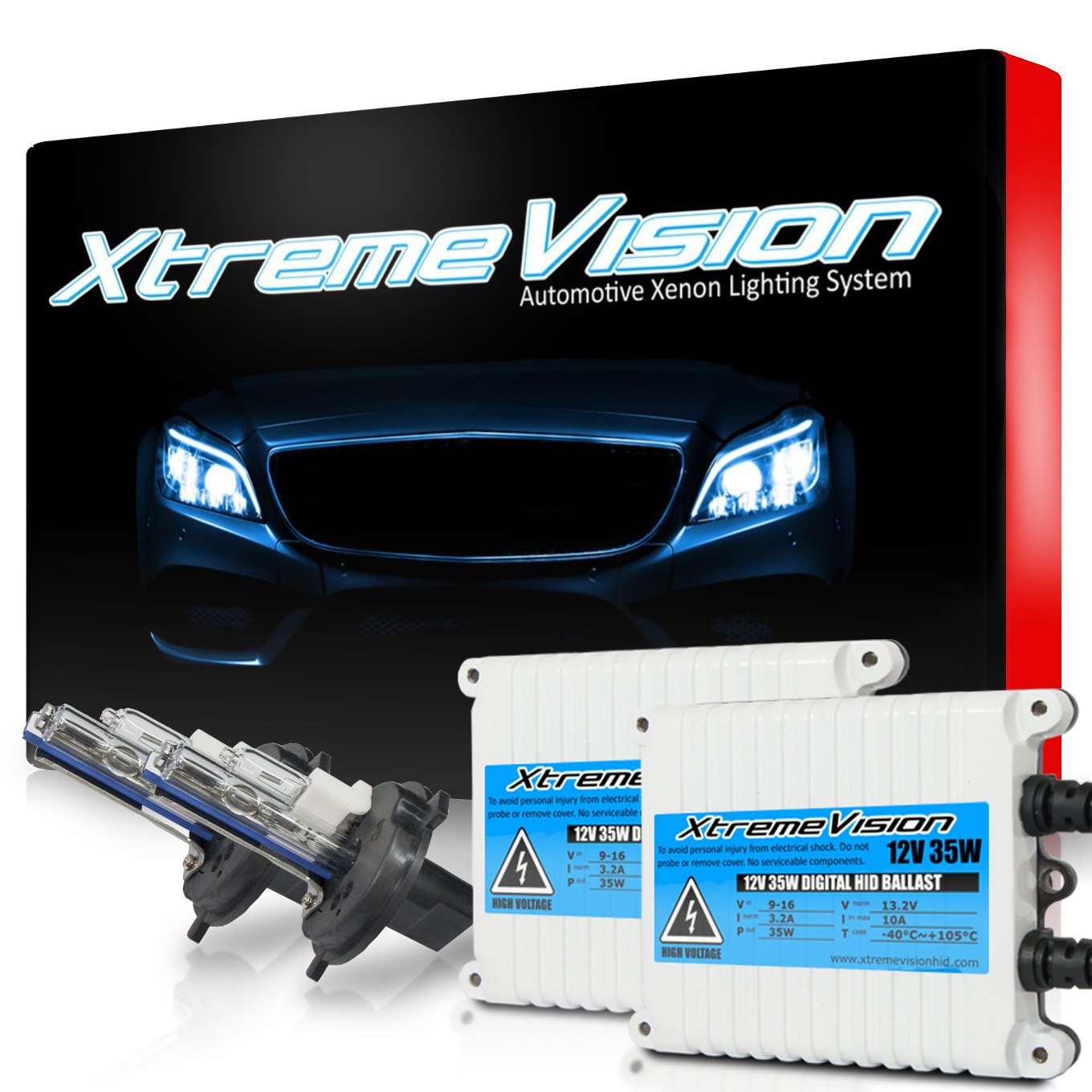 Xtremevision H4 30K 35W Ac Xenon Bundle - Slim Ac Ballast - 9003, Hb2 - Deep Blue Xenon Bulbs - 1 Pair