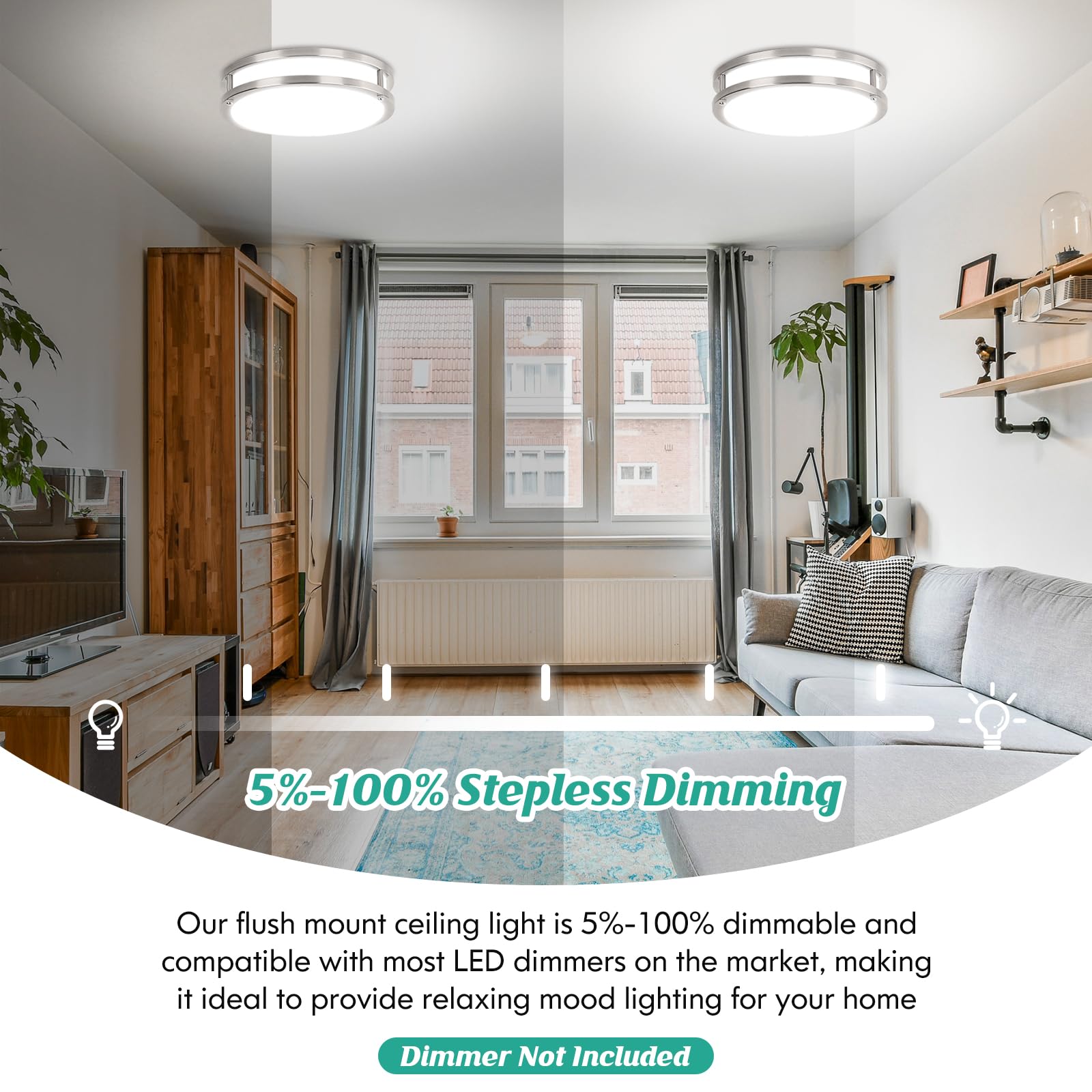 Brightever Led Ceiling Light Fixture, 30W 4000Lm Modern Flush Mount Ceiling Lamps Dimmable, 2700K-6500K Adjusted 10 Inch Super B