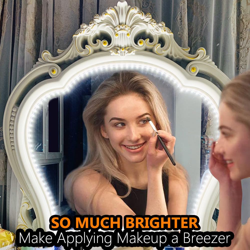 Snpde Led Vanity Mirror Lights For Makeup Dressing Table Vanity Set, 13Ft Zigzag Flexible Led Strip Light Kit (Mirror Not Include)