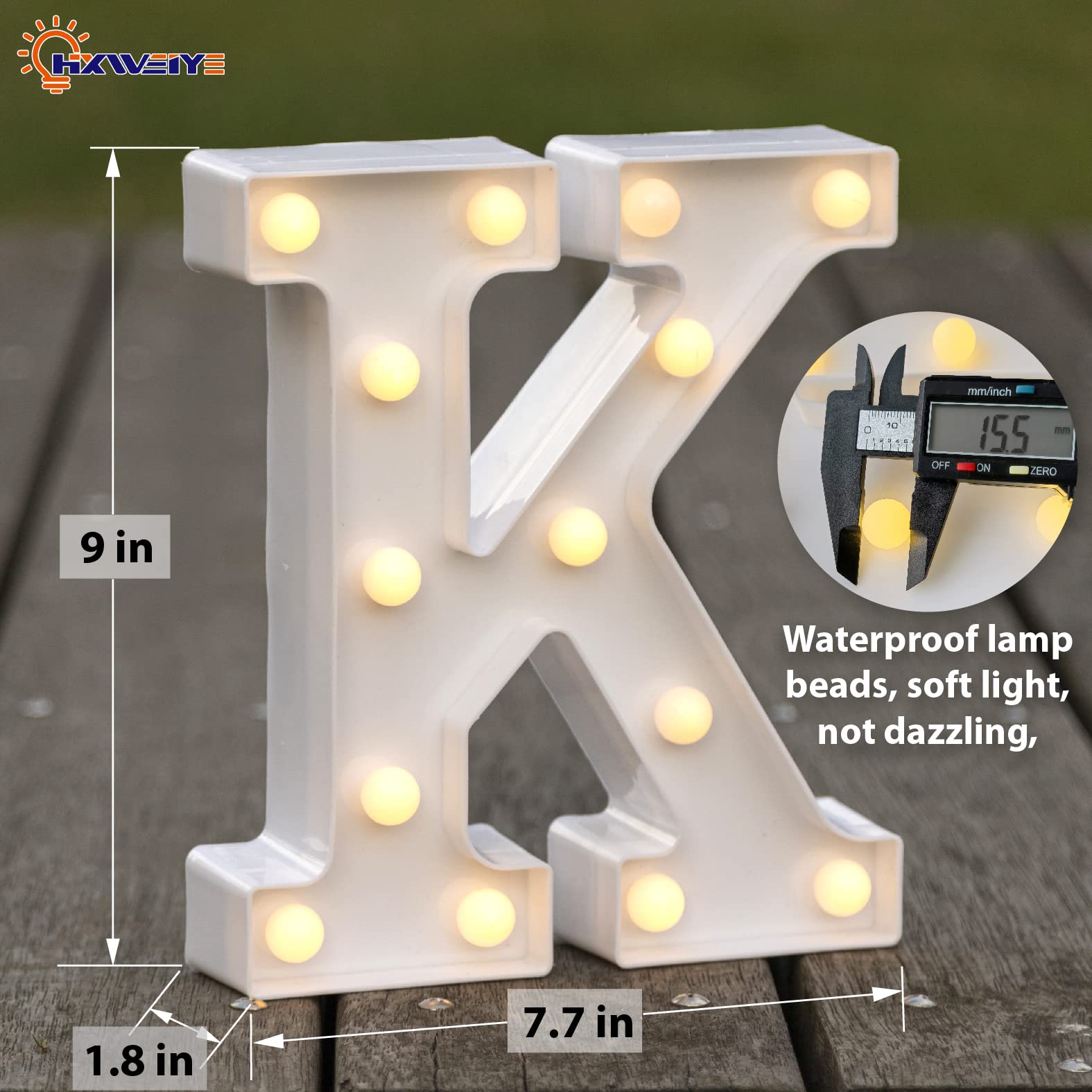 HXWEIYE LED Marquee Letters Sign, 26 Alphabet & 10 Numbers, Warm White-K, Battery Powered for Party & Christmas Decor