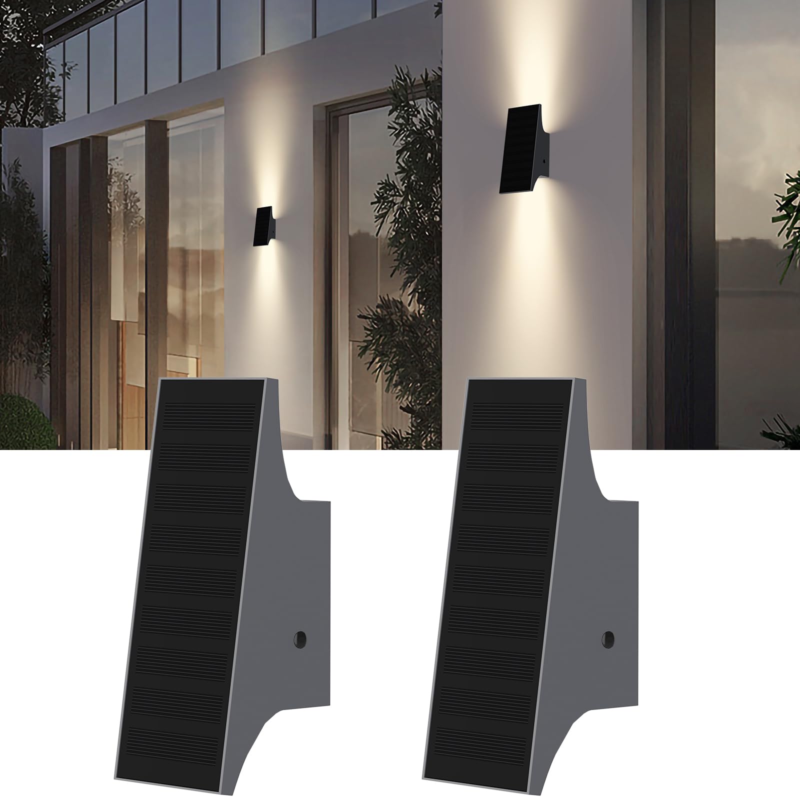 SOTTLOT Solar Sconce Lights Outdoor, Dimmable Solar Wall Lights Up and Down, 3000K 700LM Solars Lights Outdoor IP65 Waterproof f