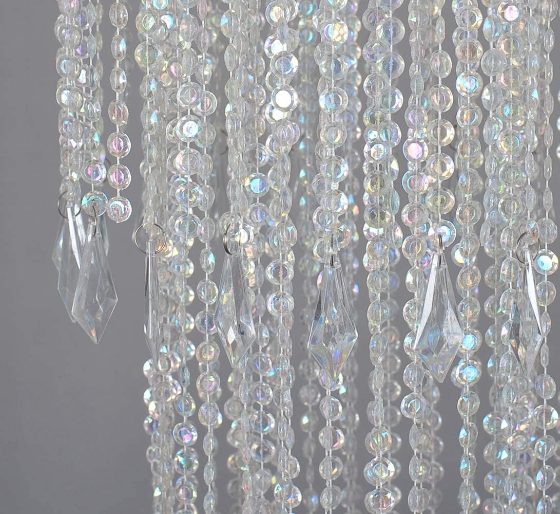 Flavorthings Iridescent Acrylic Beaded Chandelier, 3 Tiers, 10.25&quot; Diameter X 30&quot; Tall