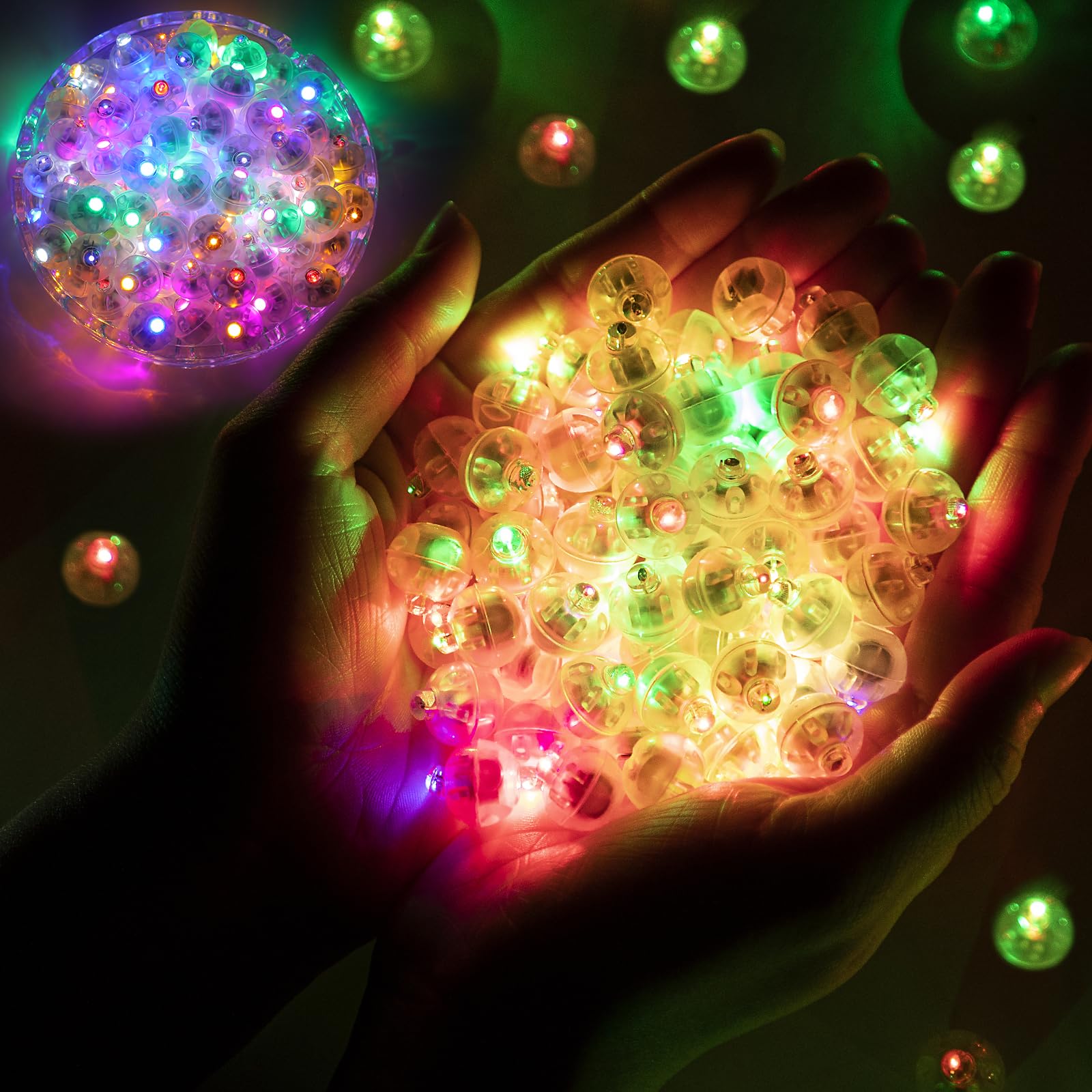 chzk 50pcs Balloon Lights Mini Led Lights Round Long Standby Time Ball Light Paper Lantern Balloons Lights for Birthday Party Christmas Halloween Decoration (50, Rainbow)