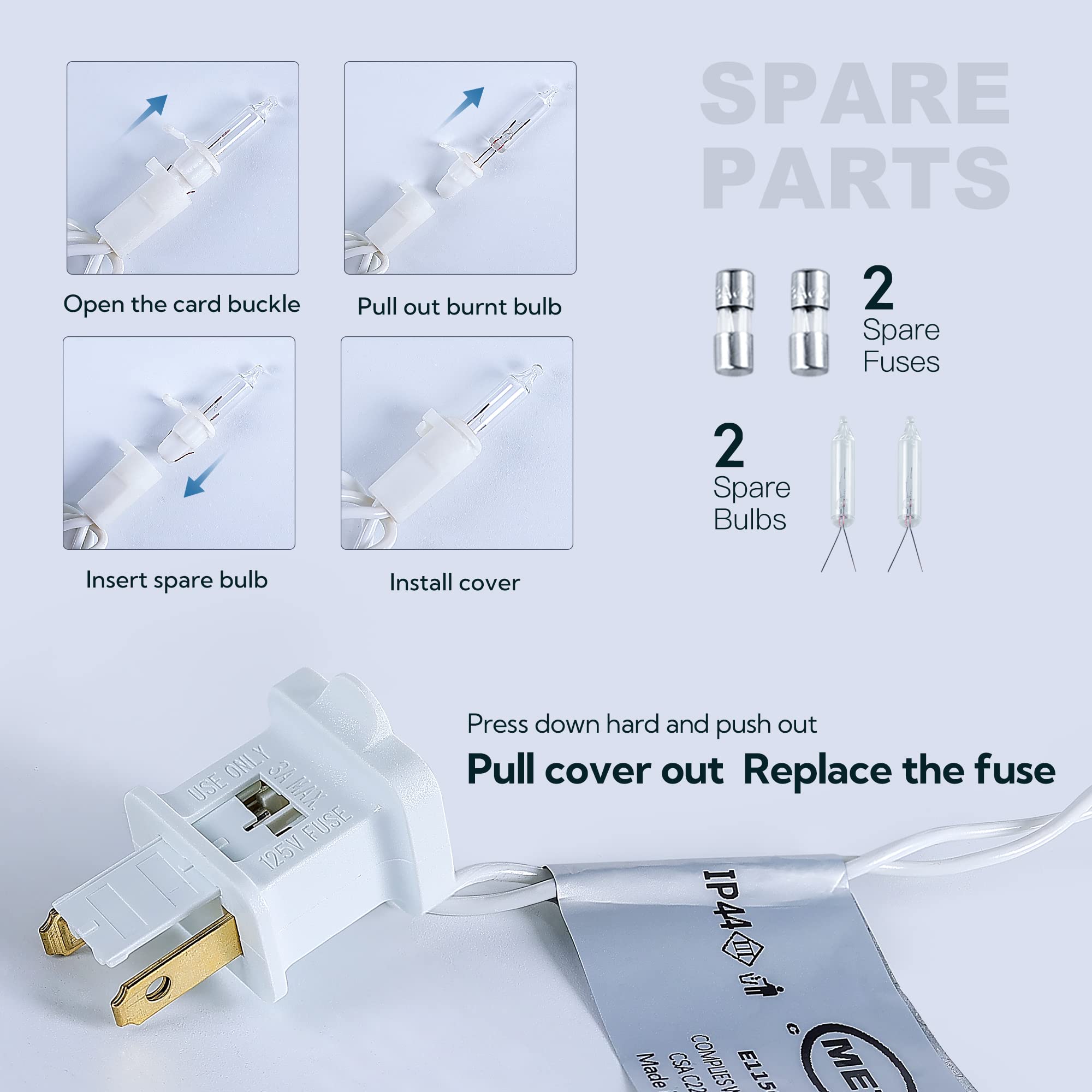 Mimigogo 50Ct Clear Christmas Lights, 13Ft Warm White Mini String Lights For Indoor Decor