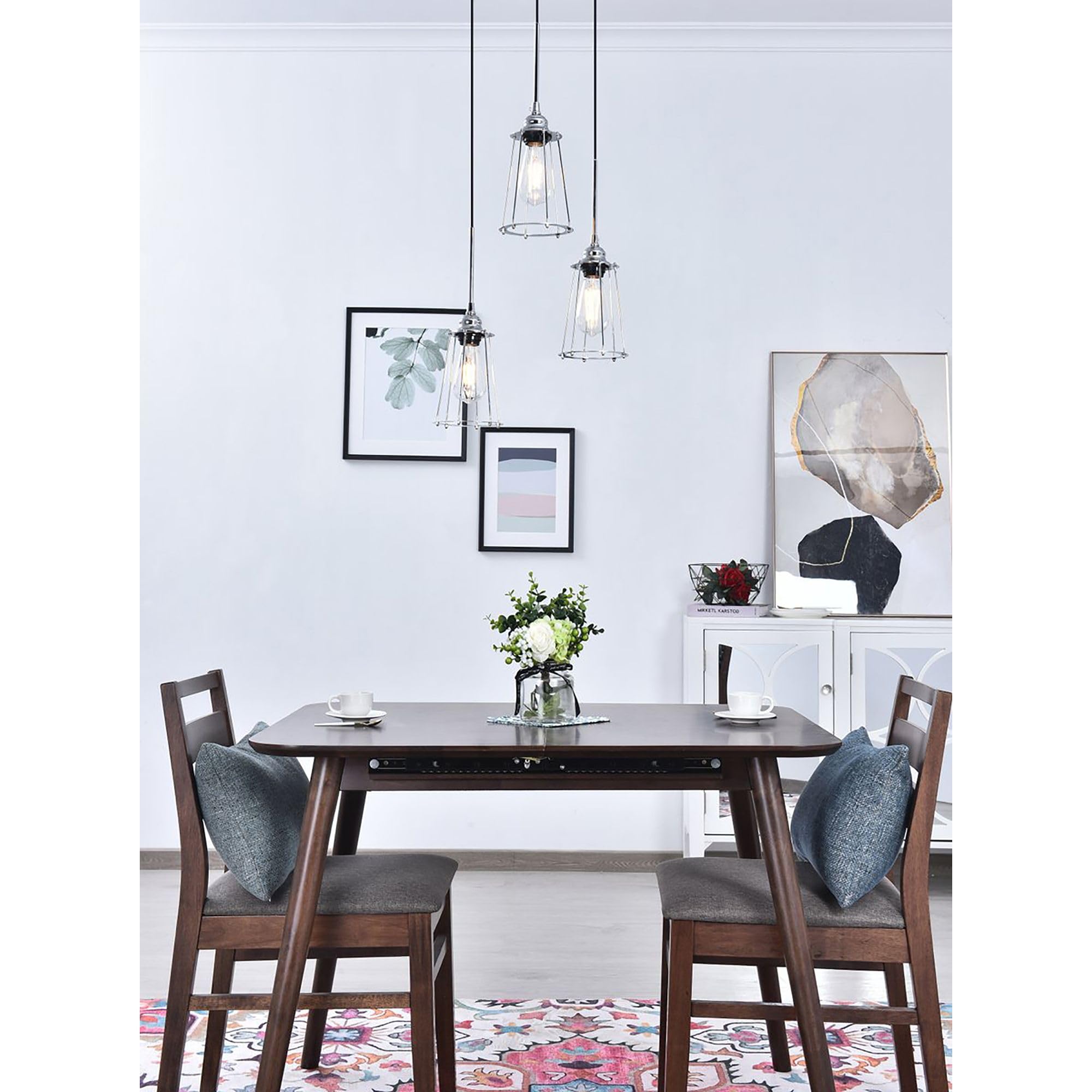 Living District Chrome 3-Light Pendant Light Fixture - Modern Home Ceiling Decor, 16&quot;W X 9.2&quot;H