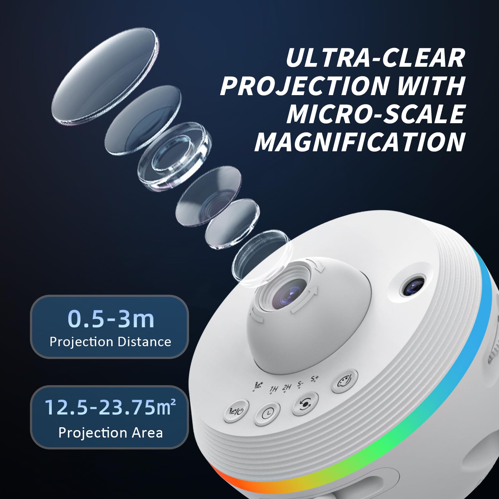 Ainael Galaxy Projector - White Star Projector Night Light with Light Strip, Model SKE-TKQ01 for Kids & Adults, Perfect Christmas Gift