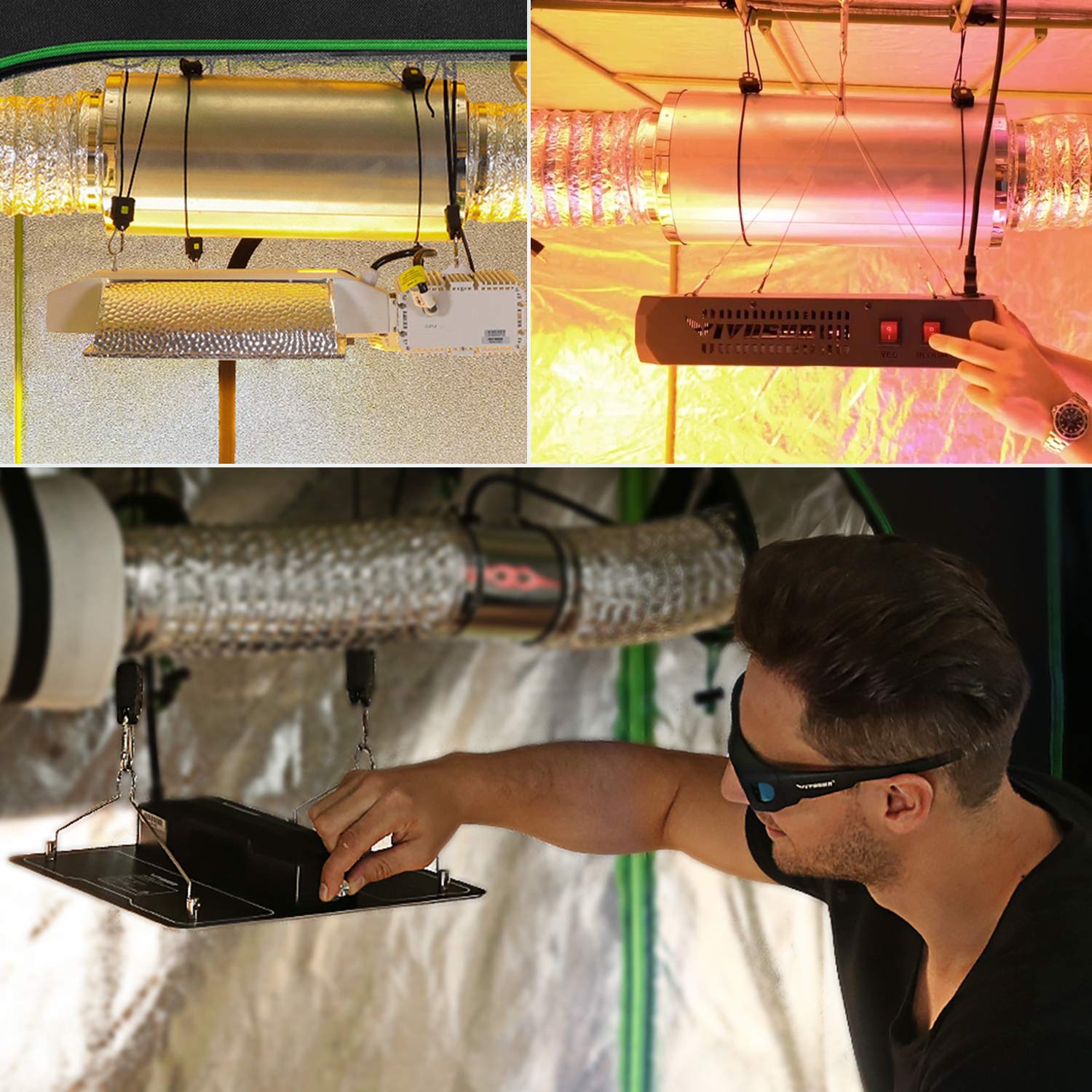 Vivosun Indoor Hydroponics Anti Uva And Uvb Grow Room Glasses Goggles With Glasses Case, Blue