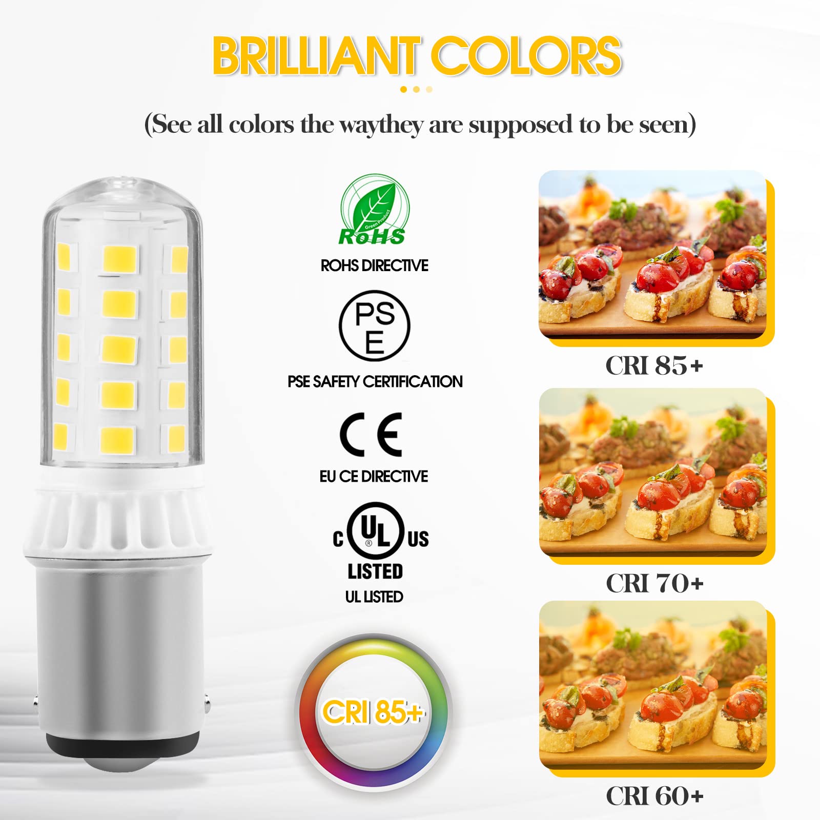 Becuice BA15S LED Bulbs 3W 350LM Daylight White 6000K Replacement for 12V Turn Signal, Model 1156, Aluminum Base