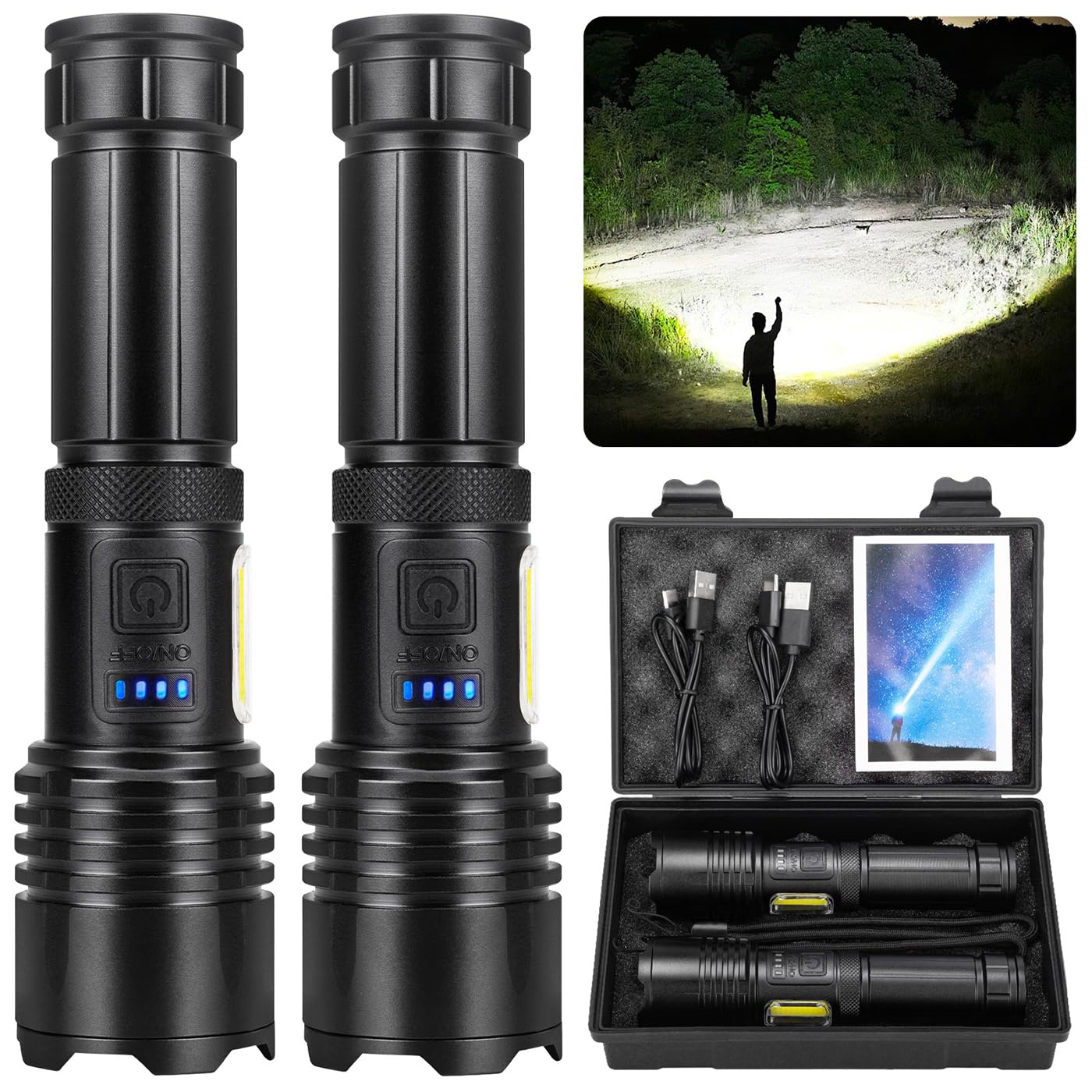 Befamali Rechargeable Flashlights High Lumens, Super Bright Flashlight With 7 Modes, Waterproof Led Flashlight, Handheld Powerfu