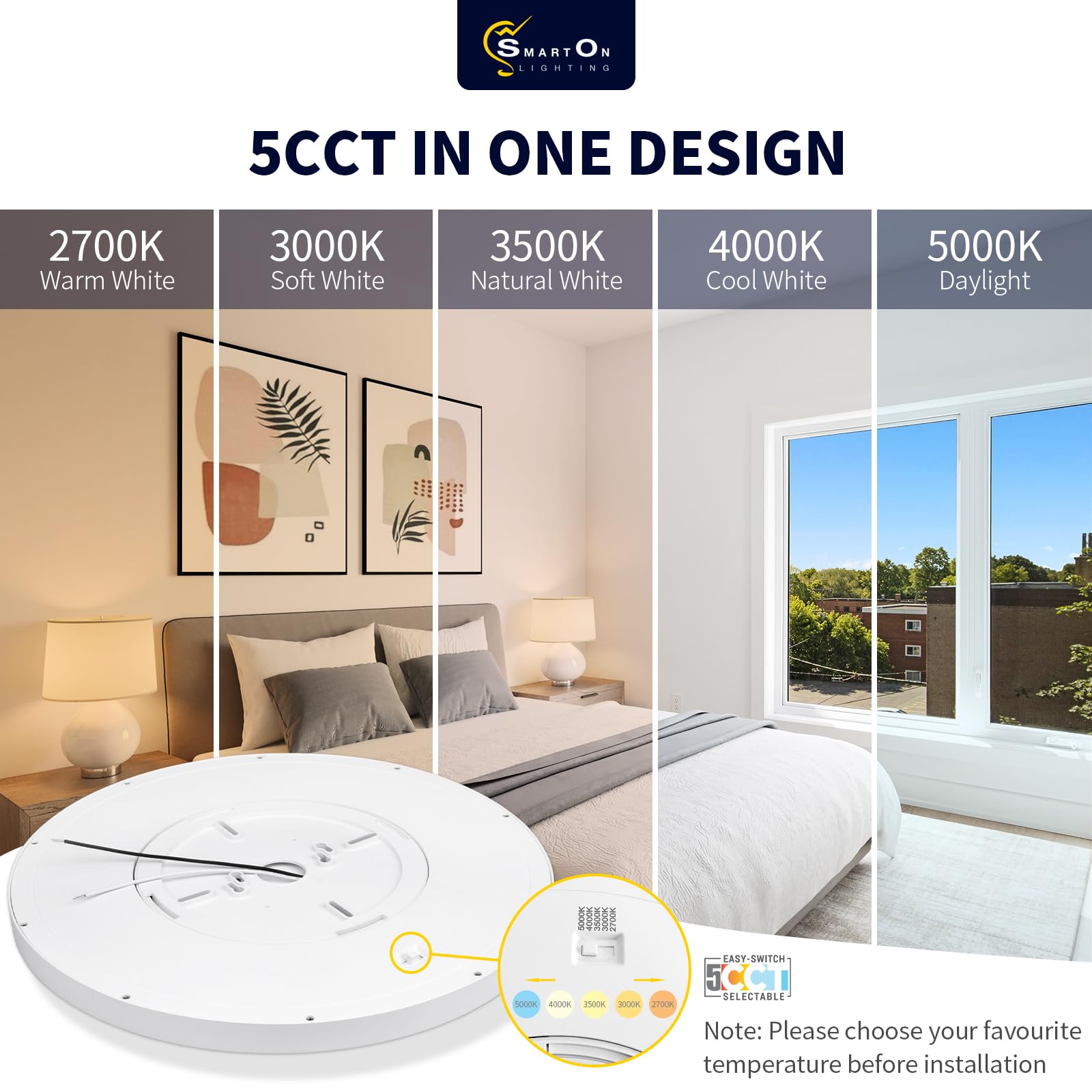 Mw 2 Pack 16 Inch Flush Mount Ceiling Light, 30W, 120V, 5Cct 2700K/3000K/3500K/4000K/5000K, Dimmable Ultra Slim Modern Led Ceili