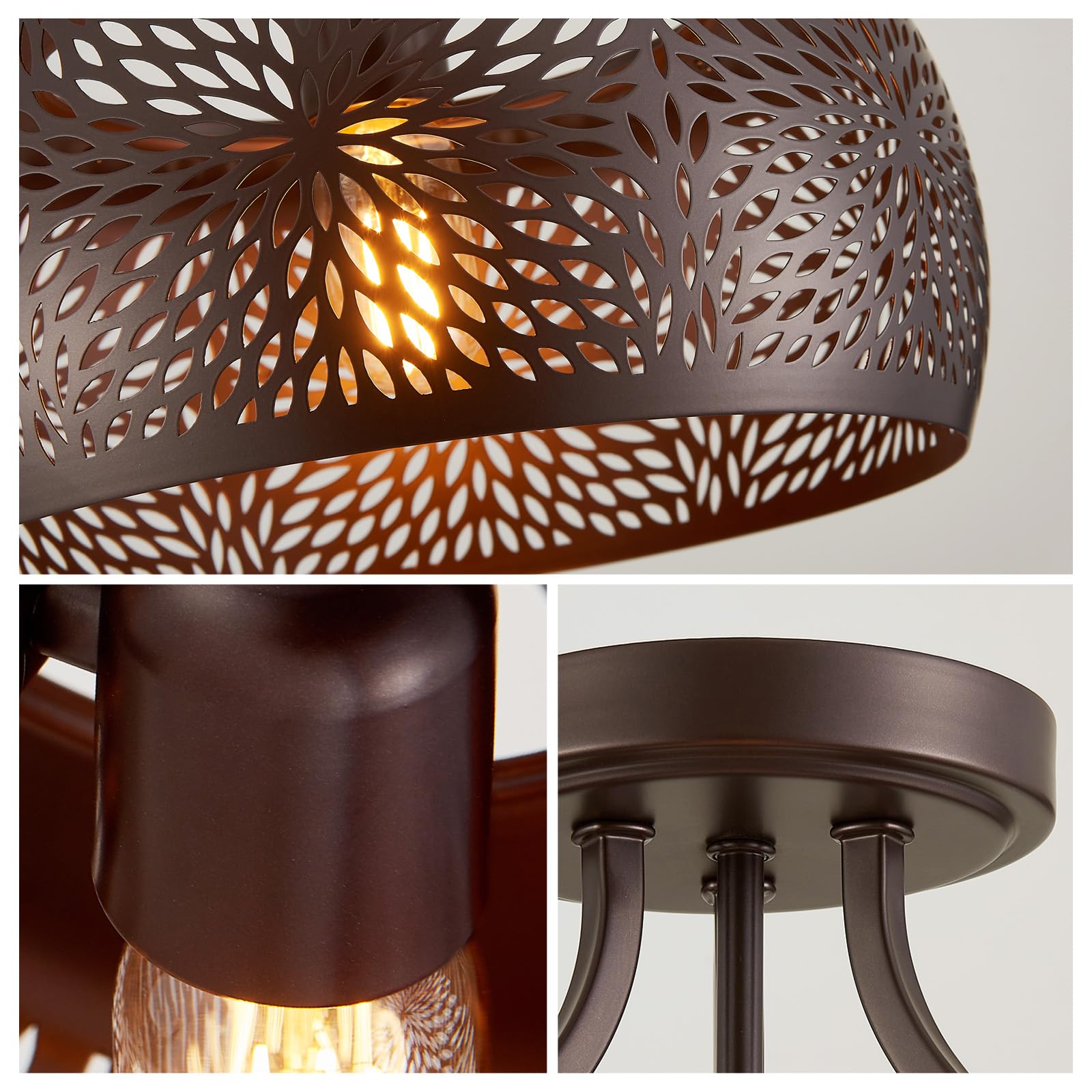WUZUPS Chandelier Ceiling Light Fixture, Rustic Industrial Design, 11.8in H x 13.4in W, Oil Rubbed Bronze, Model USHD9606-M-ORB-S