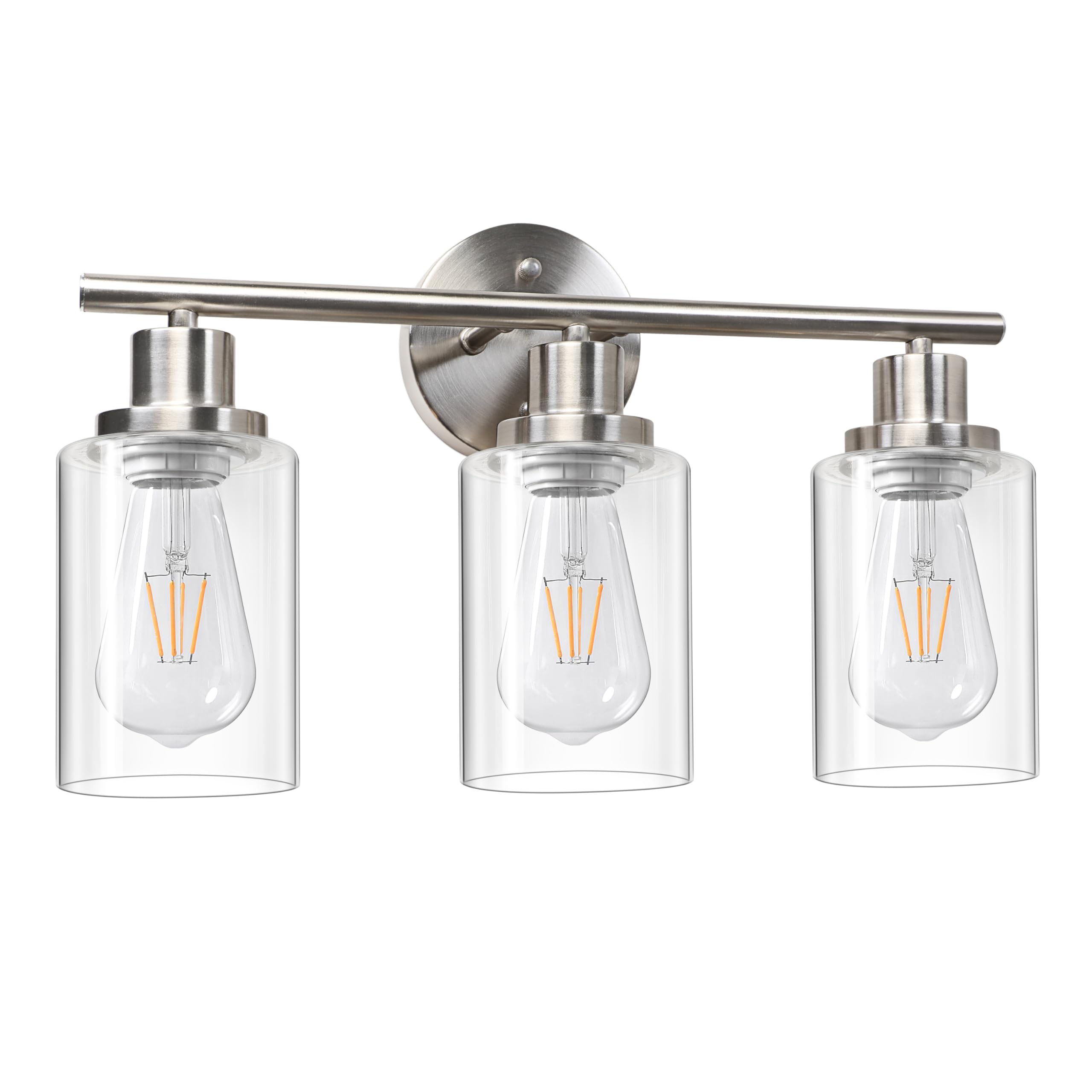 Unicozin 3 Light Vanity Lights, Brushed Nickel Wall Sconce Light With Clear Glass, Bathroom Light Fixtures, Wall Lights For Mirr