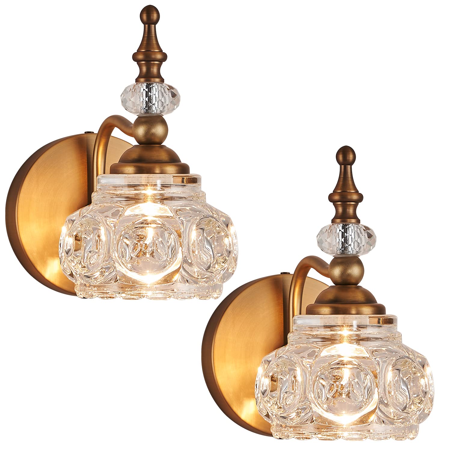 Zilanl Brass 2-Pack Wall Sconces Modern Bathroom Vanity Lighting Fixtures, Rust-Proof