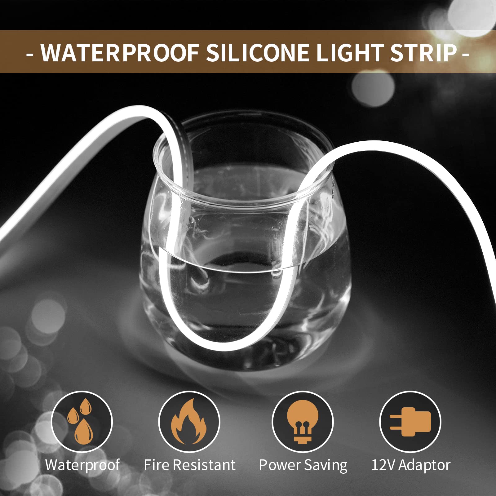 Owofydr White Neon Rope Lights 16.4Ft/5M 6500K Neon Light Strip, 12V Flex Waterproof Neon Led Strip Silicone Led Strip Lights, F