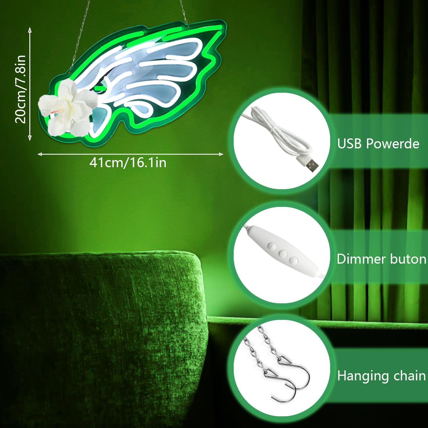 Jfllamp Eagles Neon Signs For Wall Decor Eagles Neon Lights For Bedroom Led Signs Suitable For Dormitory Man Cave Christmas Gift