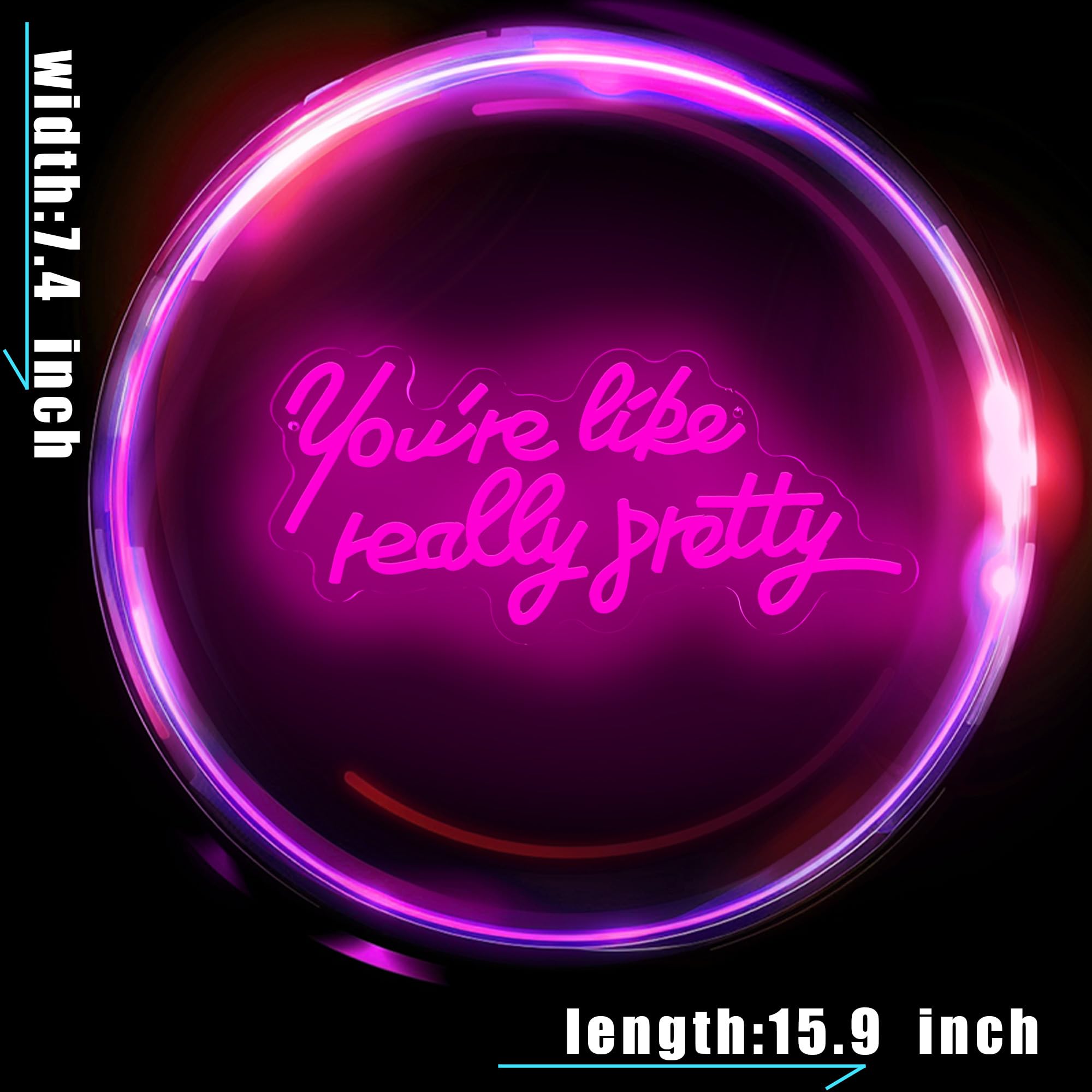 TAGEEKOO Neon Sign, LED Pink Light Decor for Teen Girls Bedroom, Wall Art, Pretty2-Pink