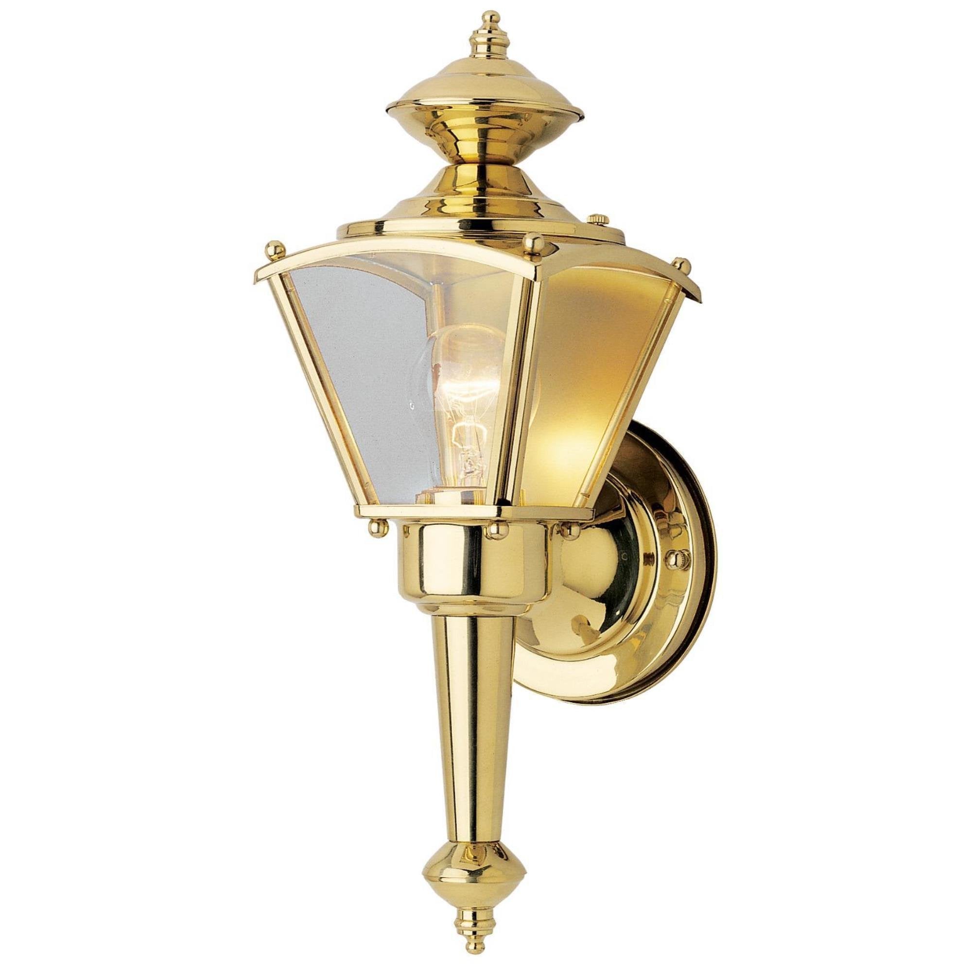 Westinghouse One-Light Wall Lantern Alloy Steel Polished Brass Model 6696400