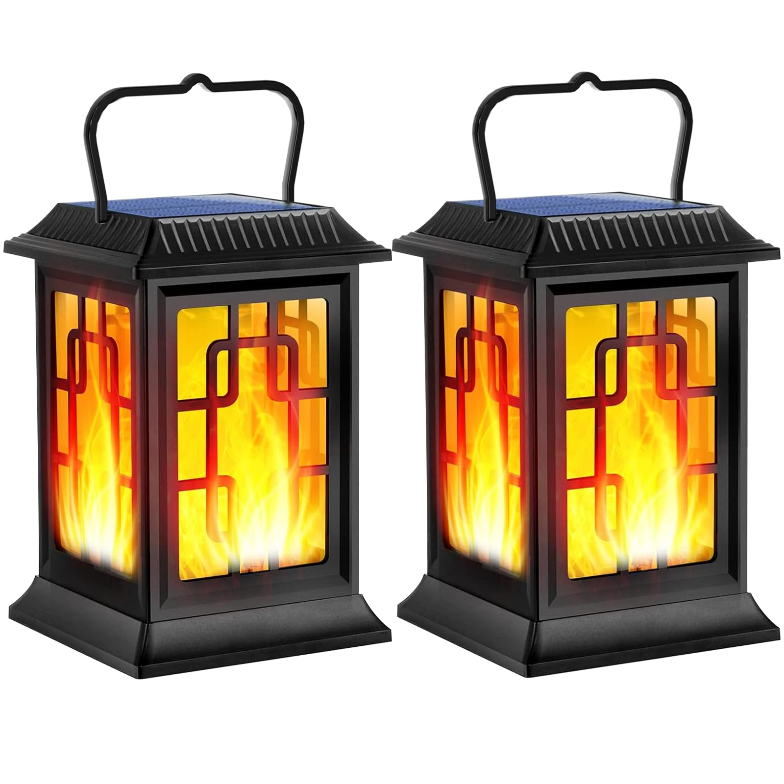Ollivage Solar Lanterns Outdoor Waterproof Hanging Solar Lanterns Garden Lights Solar Powered Flame Lights Led Lights For Patio