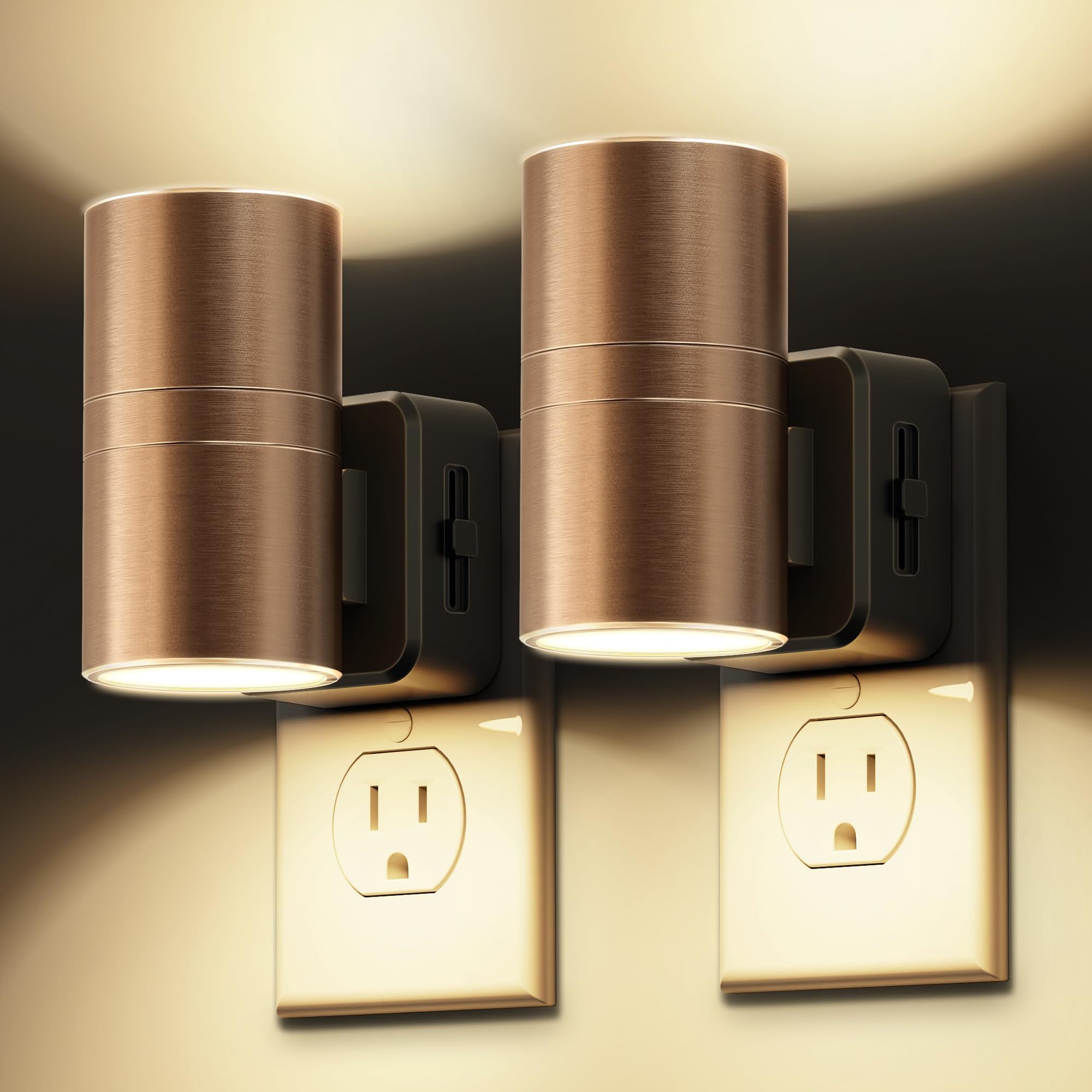 L Lohas Led Night Light, 2 Pack Night Lights Plug Into Wall, Automatic Dusk To Down Nightlight, 3000K Soft White 0-100Lm Dimmabl