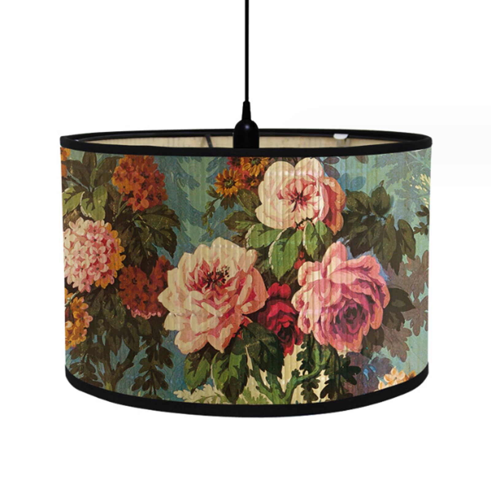 Mewutal E27 Drum Lampshade Forest Design Printed Chandelier Lamp Shade Vintage Lamp Cover 11.81  7.87 Round Pleated Light Cover 
